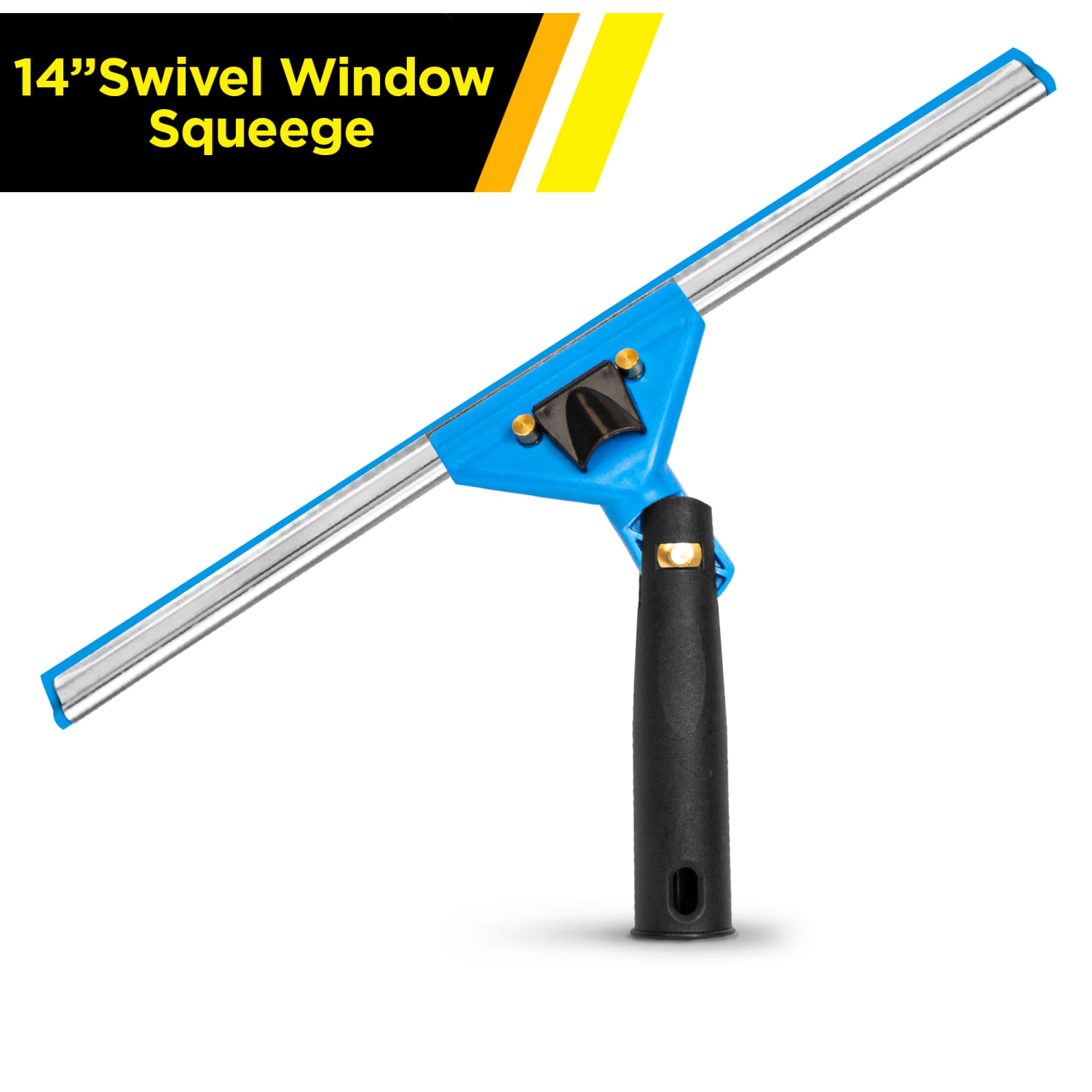 Gritt Commercial Swivel Window Squeegee With Quick Release, 14in x 1in, Black/Blue - Image 3