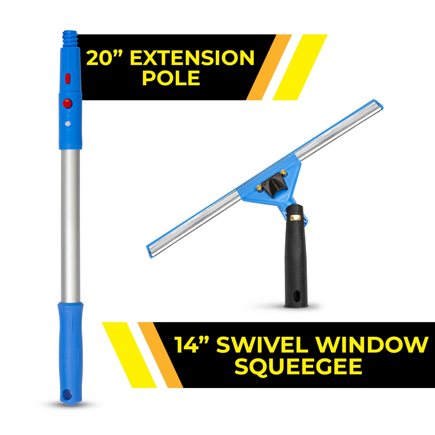 Gritt Commercial Swivel Window Squeegee With Quick Release, 20in x 14in, Black/Blue - Image 3