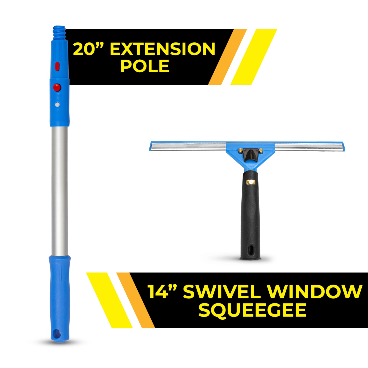 Gritt Commercial Swivel Window Squeegee With Quick Release, 20in x 14in, Black/Blue - Image 5