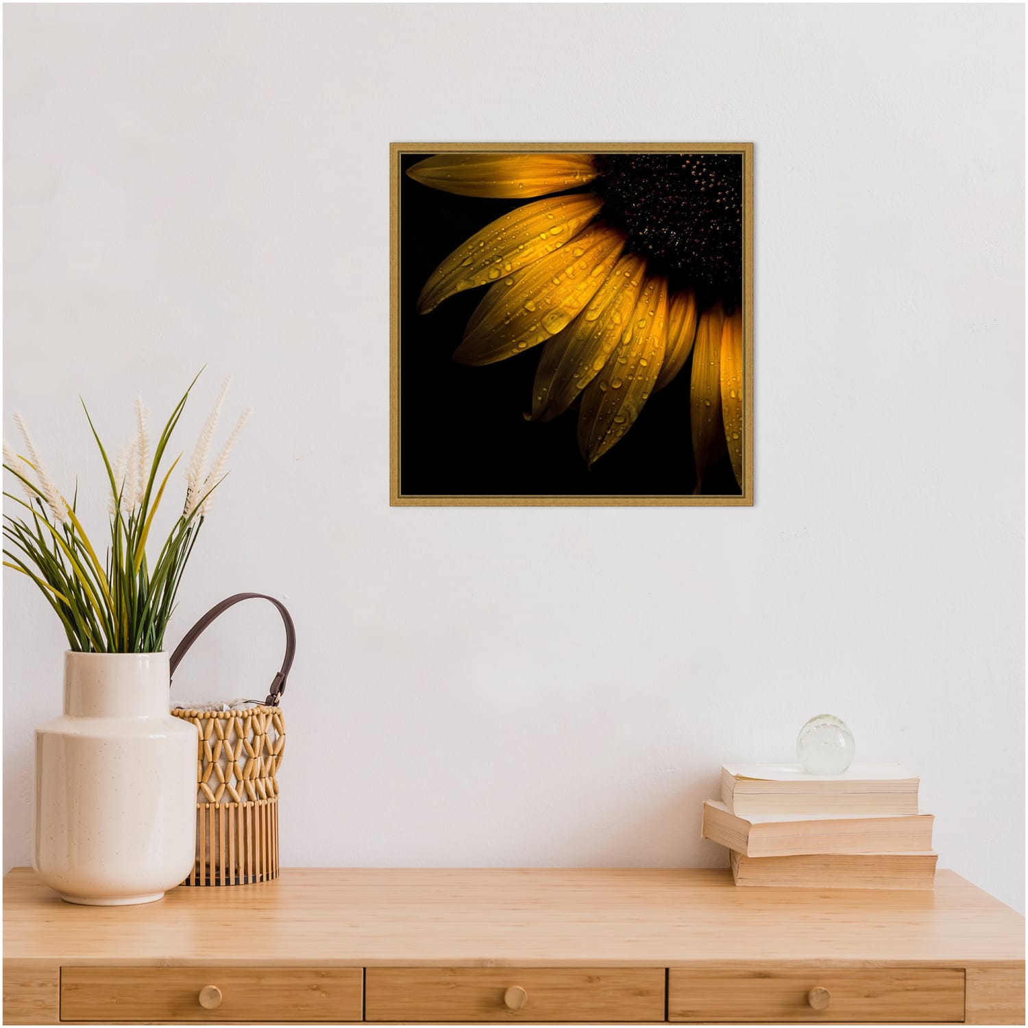 Amanti Art Sunflower Detail by Brian Carson Framed Canvas Wall Art Print, 16inH x 16inW, Gold - Image 3