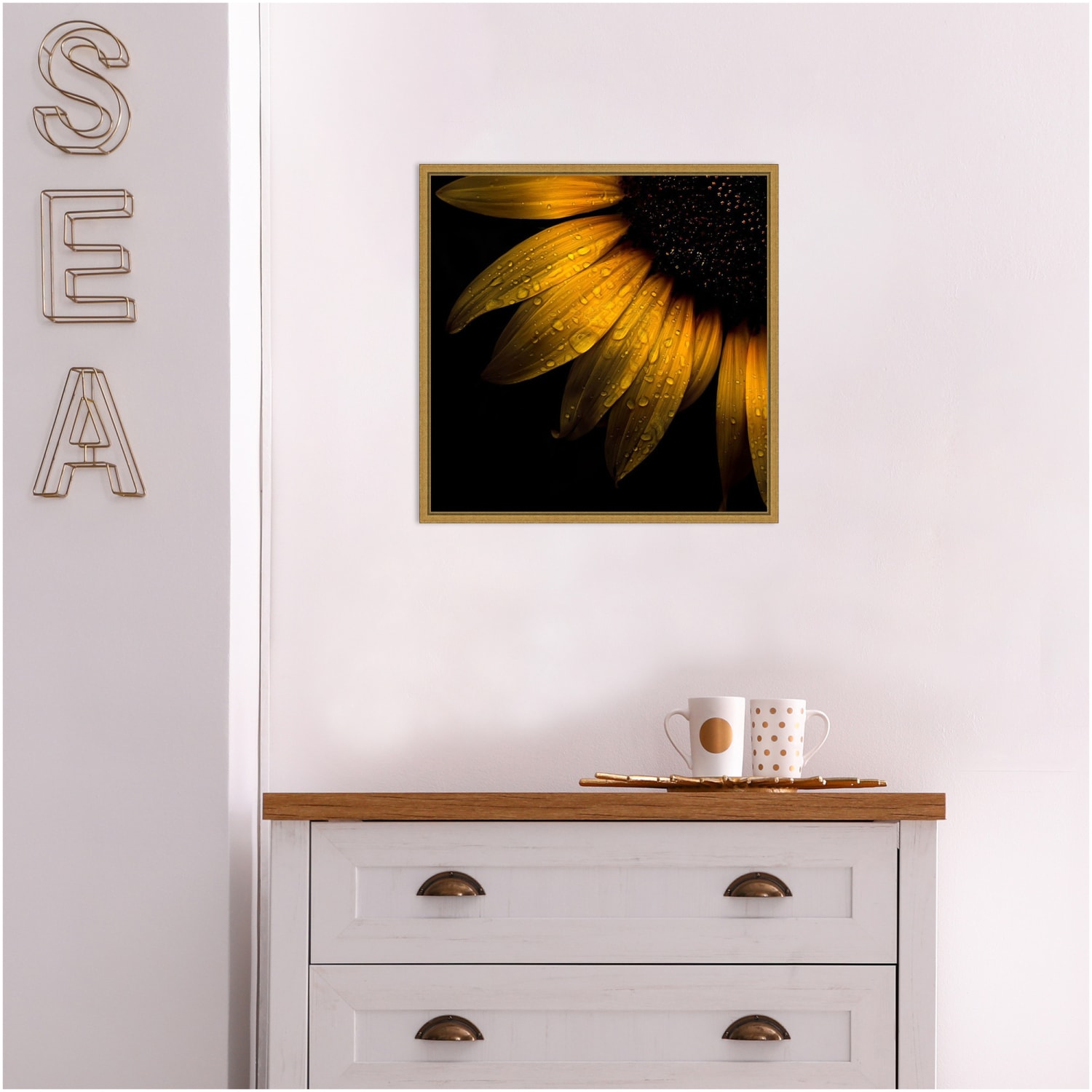 Amanti Art Sunflower Detail by Brian Carson Framed Canvas Wall Art Print, 16inH x 16inW, Gold - Image 5