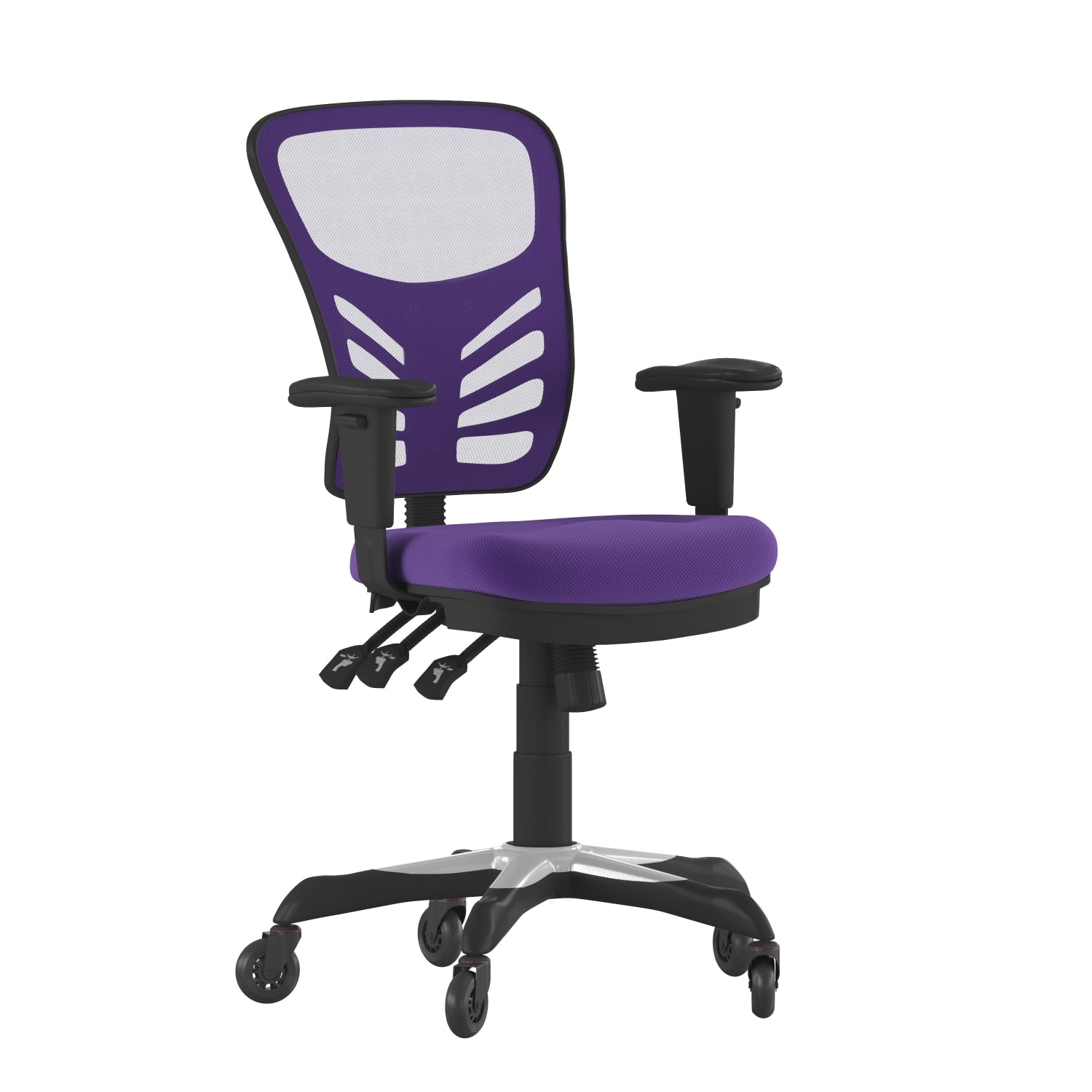Flash Furniture Nicholas Ergonomic Mesh Mid-Back Multifunction Executive Swivel Office Chair, Purple/Black - Image 3