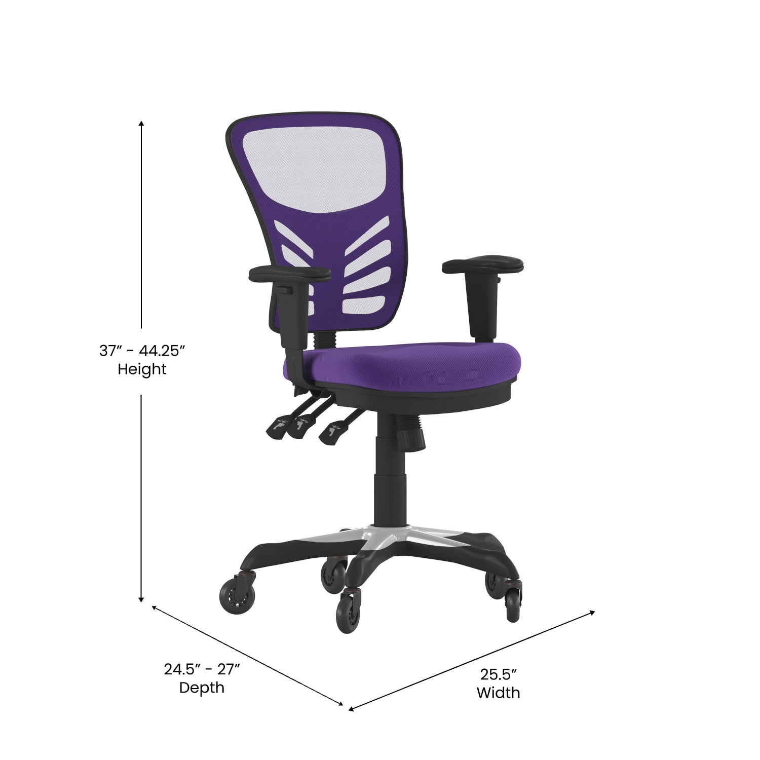 Flash Furniture Nicholas Ergonomic Mesh Mid-Back Multifunction Executive Swivel Office Chair, Purple/Black - Image 6