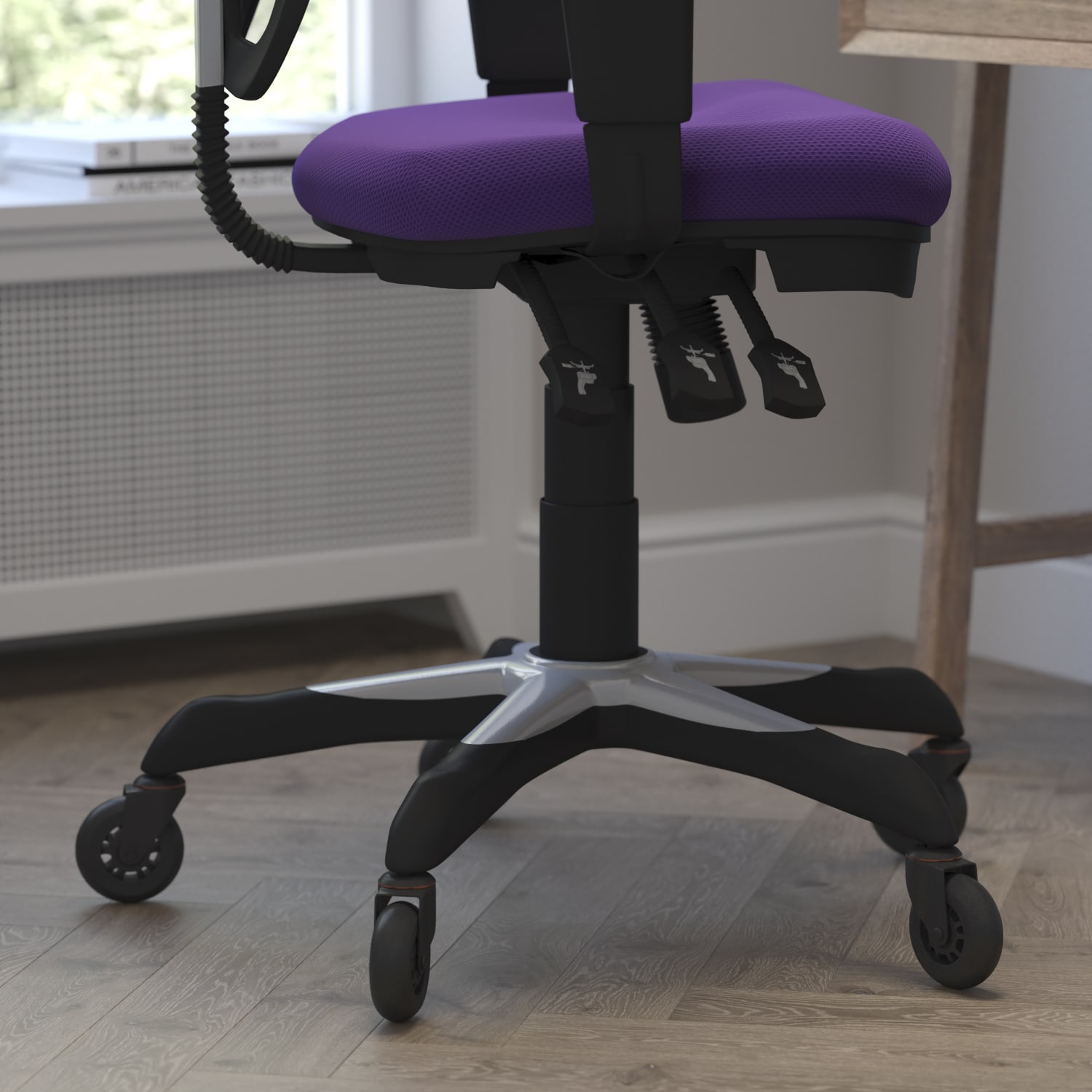 Flash Furniture Nicholas Ergonomic Mesh Mid-Back Multifunction Executive Swivel Office Chair, Purple/Black - Image 8