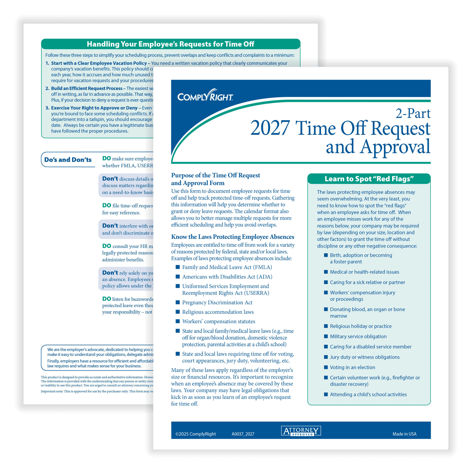 ComplyRight 2026 Time Off Request And Approval Calendars, 8 1/2in x 11in, Pack Of 50 - Image 4