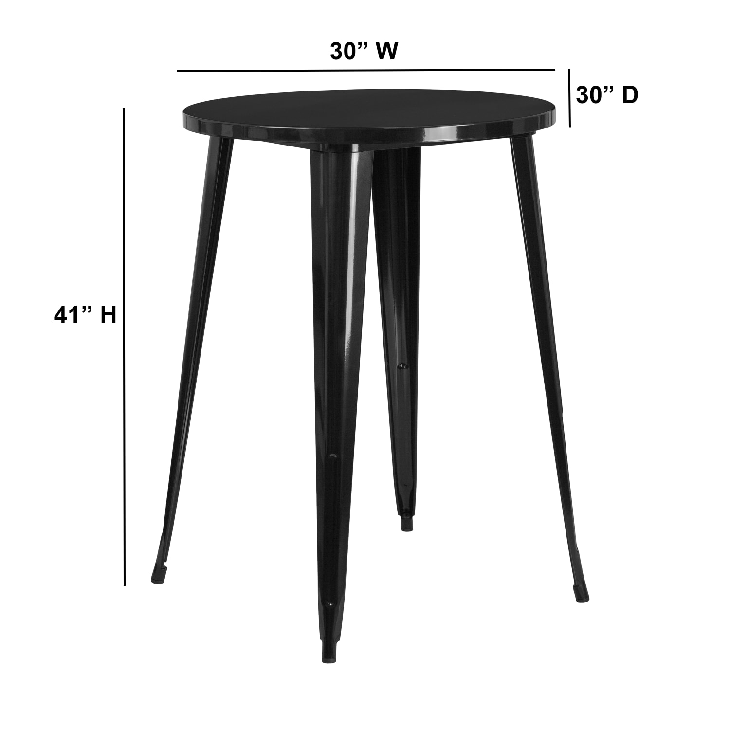 Flash Furniture Commercial Grade 30in Round Metal Indoor-Outdoor Bar Height Table, Black - Image 3