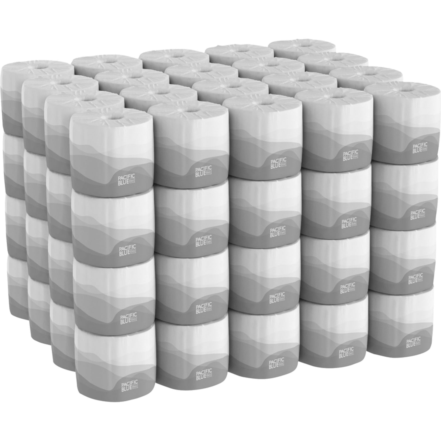 Pacific Blue Basic Standard Roll Toilet Paper - 2 Ply - 4in Width x 4in Length - 550 Sheets/Roll - Embossed - White - 80 / Carton - Image 4