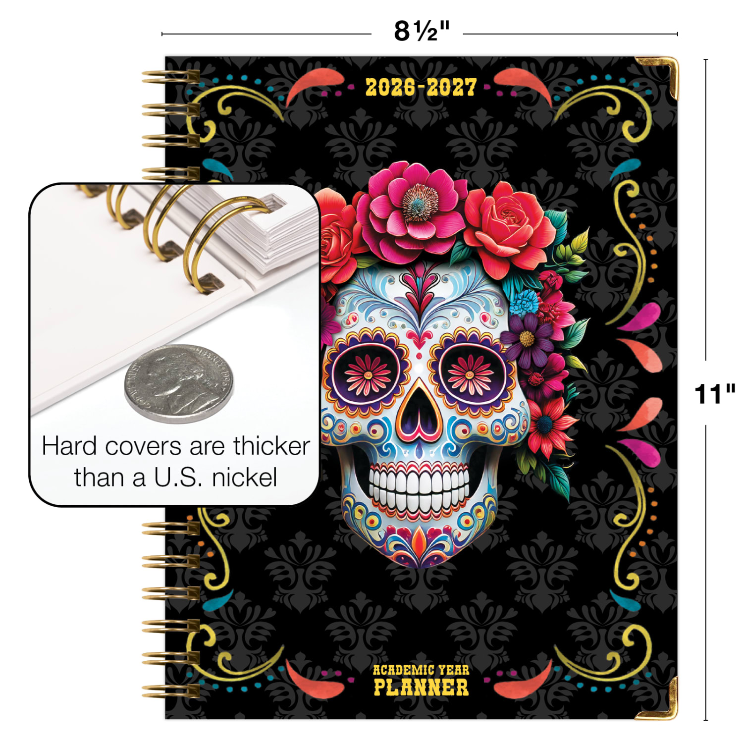2026-2027 Excello Brands 14-Month Academic Year Hardcover Weekly/Monthly Fashion Planner, 8-1/2in x 11in, Sugar Skull, May To June, Total Qty 1 - Image 5