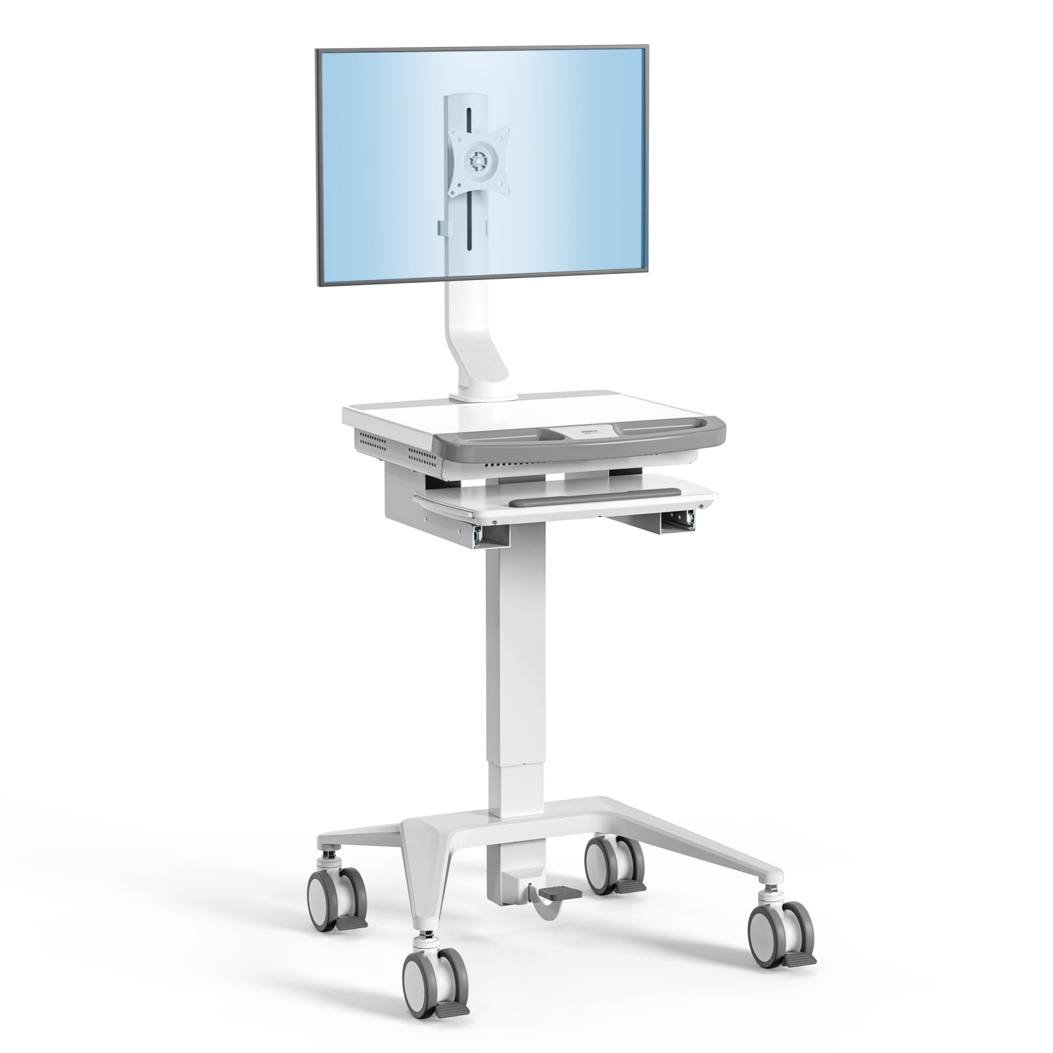 Mount-It! MedHub Mobile Medical Cart Workstation with Monitor Mount, White/Gray - Image 3