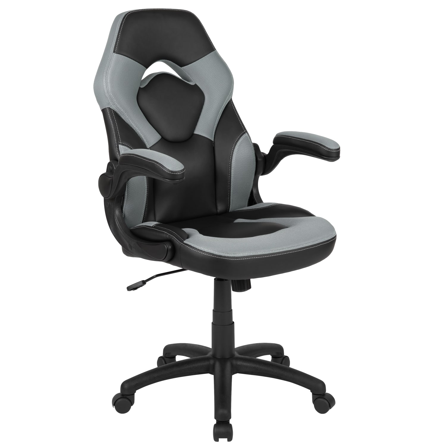 Flash Furniture X10 Ergonomic LeatherSoft Faux Leather High Back Racing Gaming Chair With Flip Up Arms GrayBlack PopularChairscom