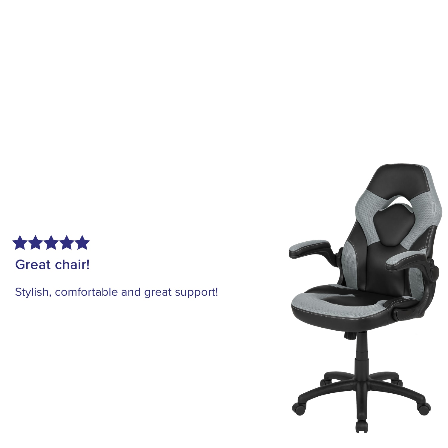 Flash Furniture X10 Ergonomic LeatherSoft Faux Leather High-Back Racing Gaming Chair With Flip-Up Arms, Gray/Black - Image 6