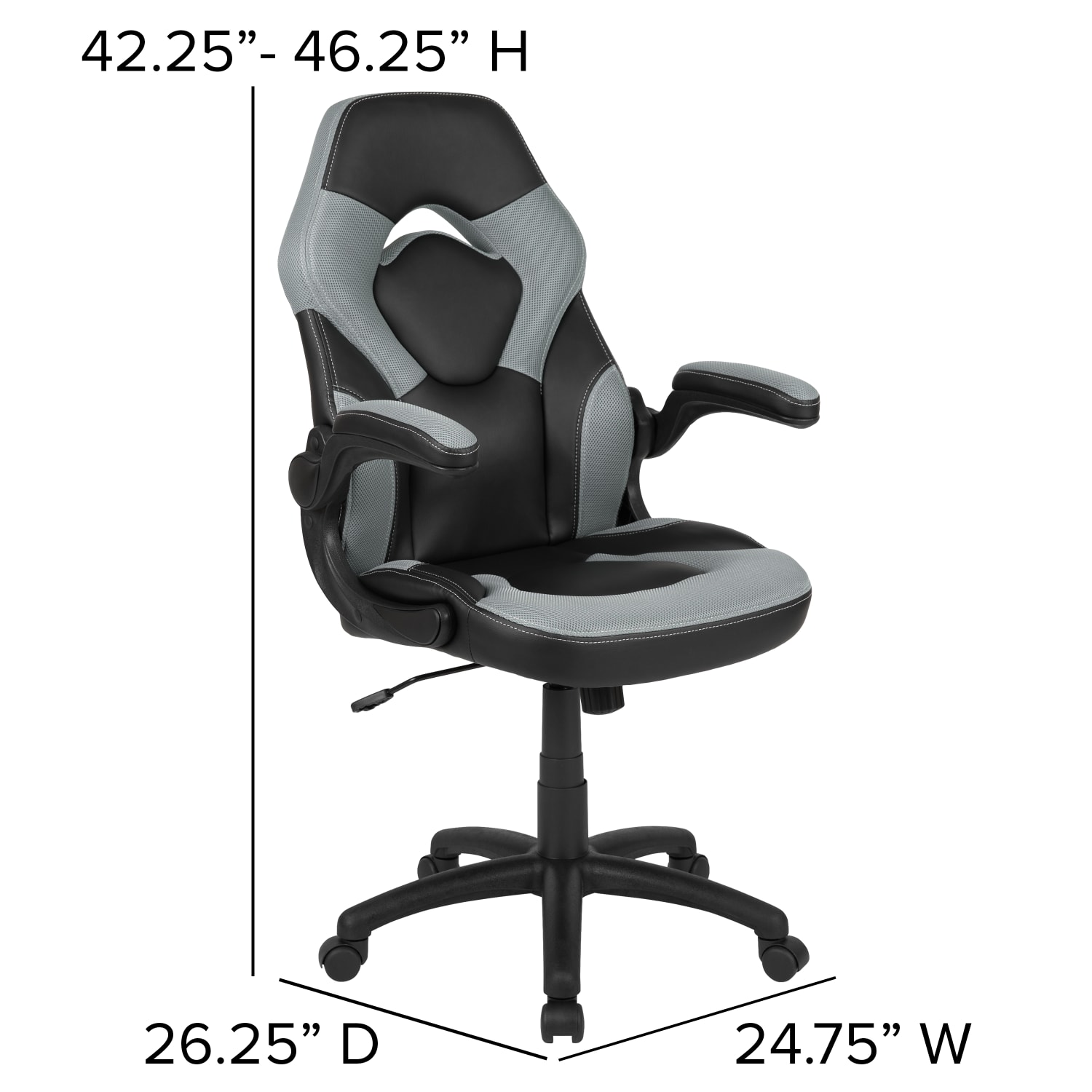 Flash Furniture X10 Ergonomic LeatherSoft Faux Leather High Back Racing Gaming Chair With Flip Up Arms GrayBlack PopularChairscom