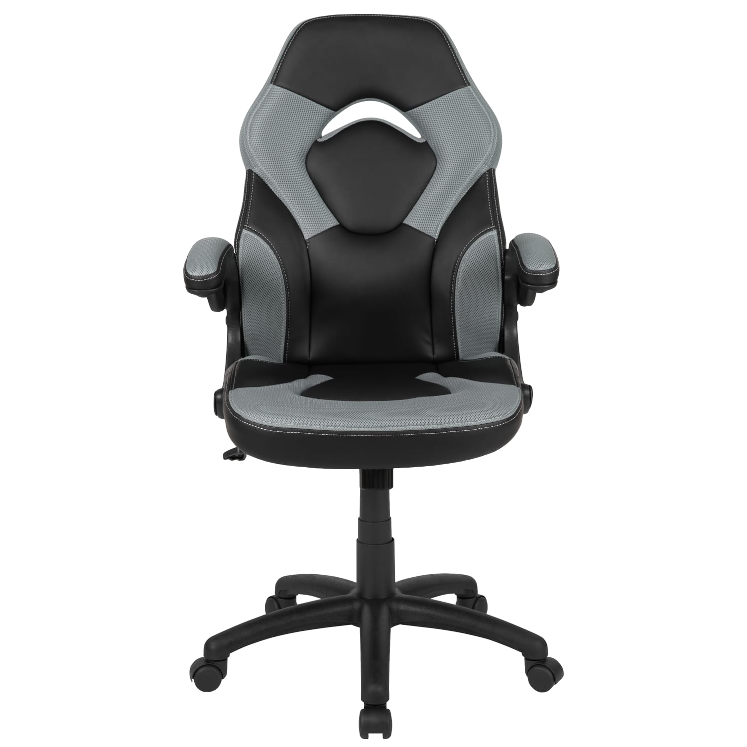 Flash Furniture X10 Ergonomic LeatherSoft Faux Leather High Back Racing Gaming Chair With Flip Up Arms GrayBlack PopularChairscom