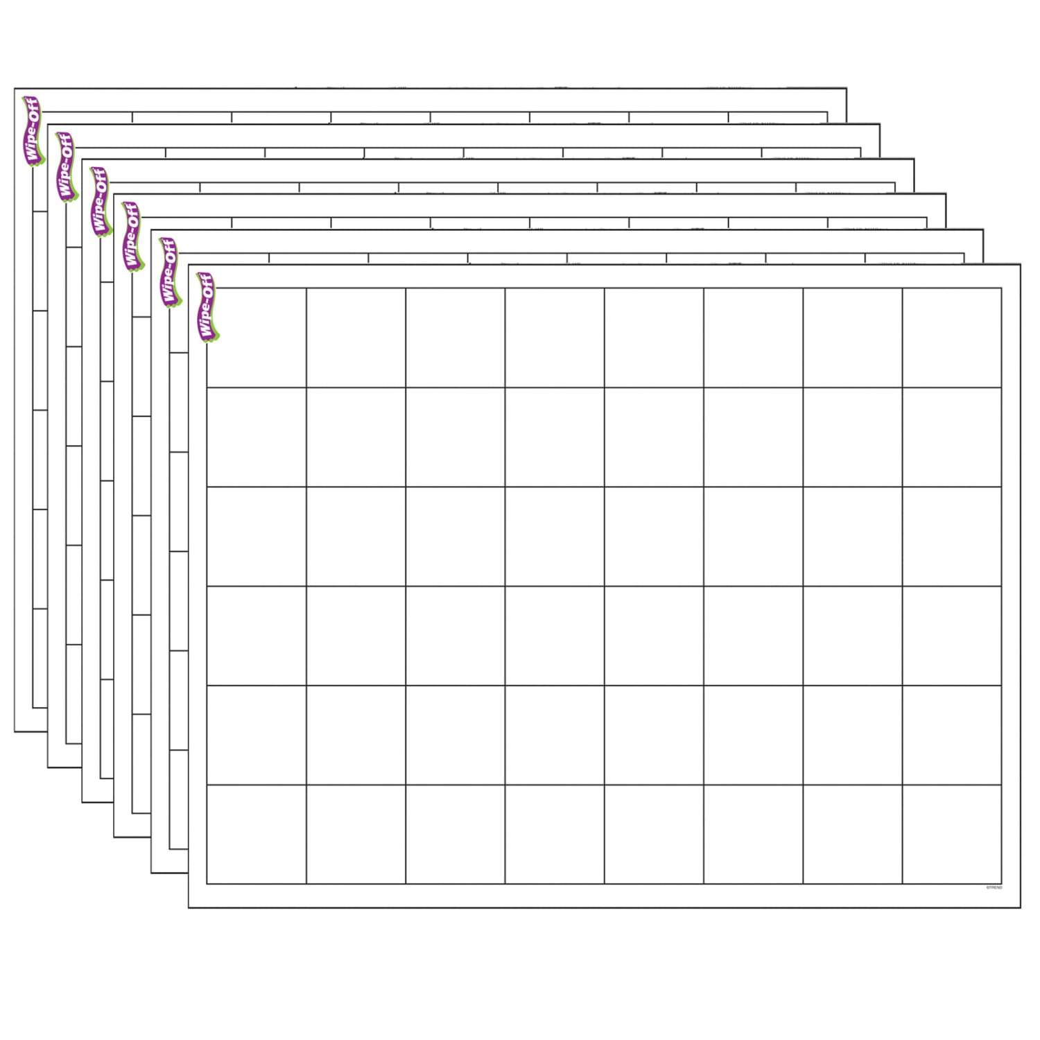 Trend Graphing Grid Wipe-Off Charts, 17in x 22in, Large Squares, Pack Of 6 Charts