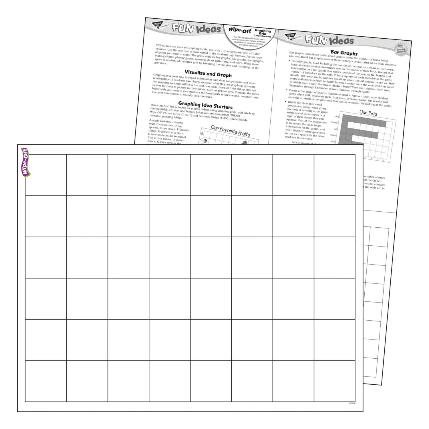 Trend Graphing Grid Wipe-Off Charts, 17in x 22in, Large Squares, Pack Of 6 Charts - Image 5
