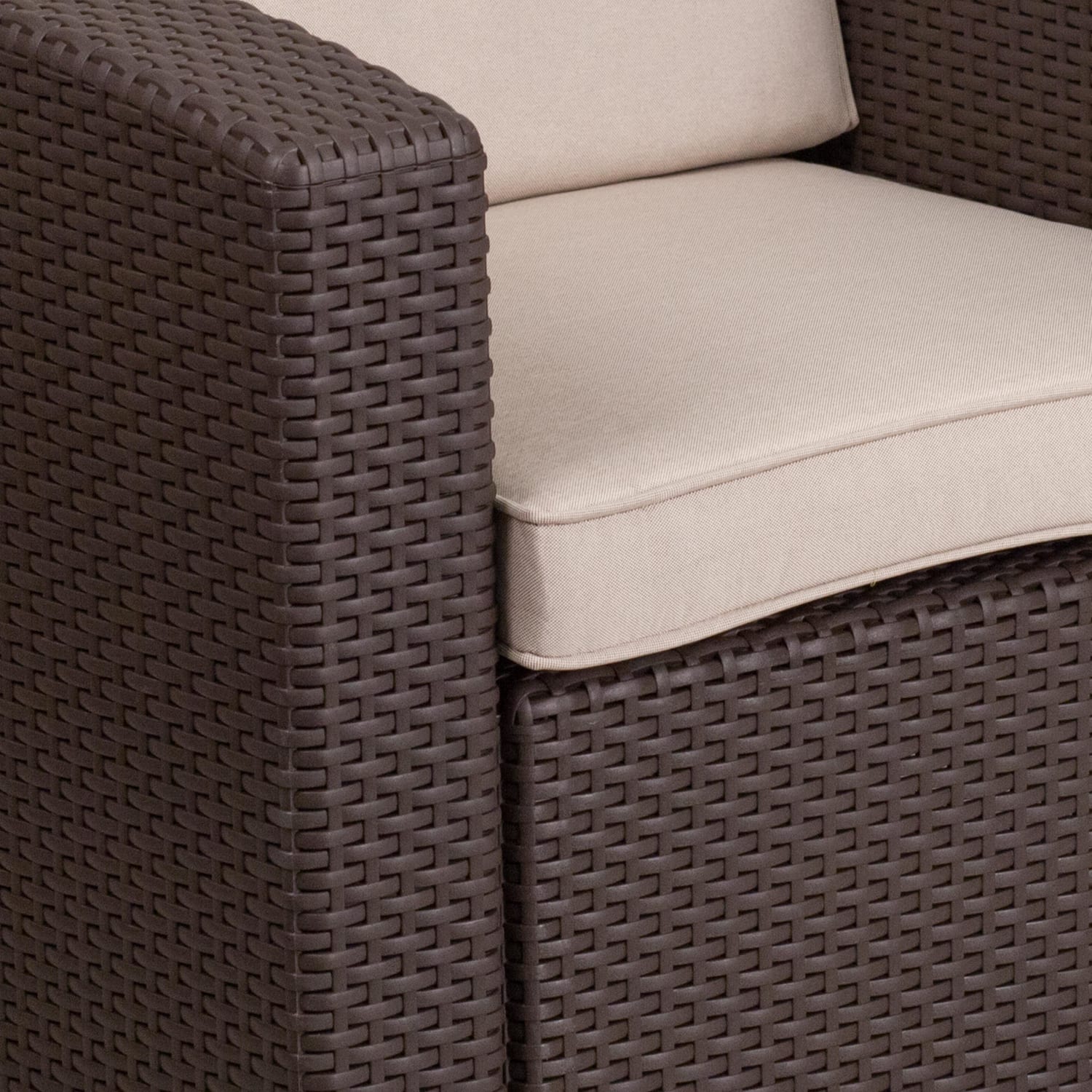 Flash Furniture Faux Rattan Outdoor Chair With Curved Arms And All-Weather Cushion, Chocolate Brown - Image 11