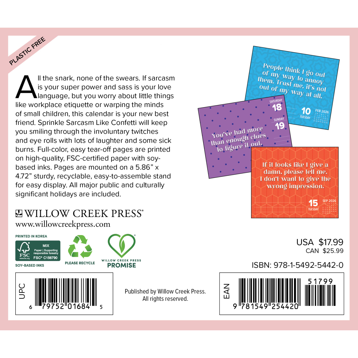 2026 Willow Creek Press Page-A-Day Daily Desk Calendar, 6-1/4in x 5-1/2in, Sprinkle Sarcasm Like Confetti, January To December, 54420 - Image 6