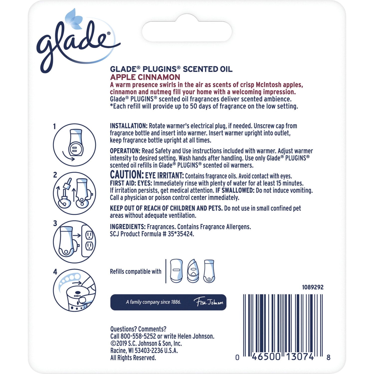 Glade PlugIns Apple Cinnamon Oil Refills, 1.3 Oz, Apple Cinnamon Scent, Carton Of 12 - Image 3