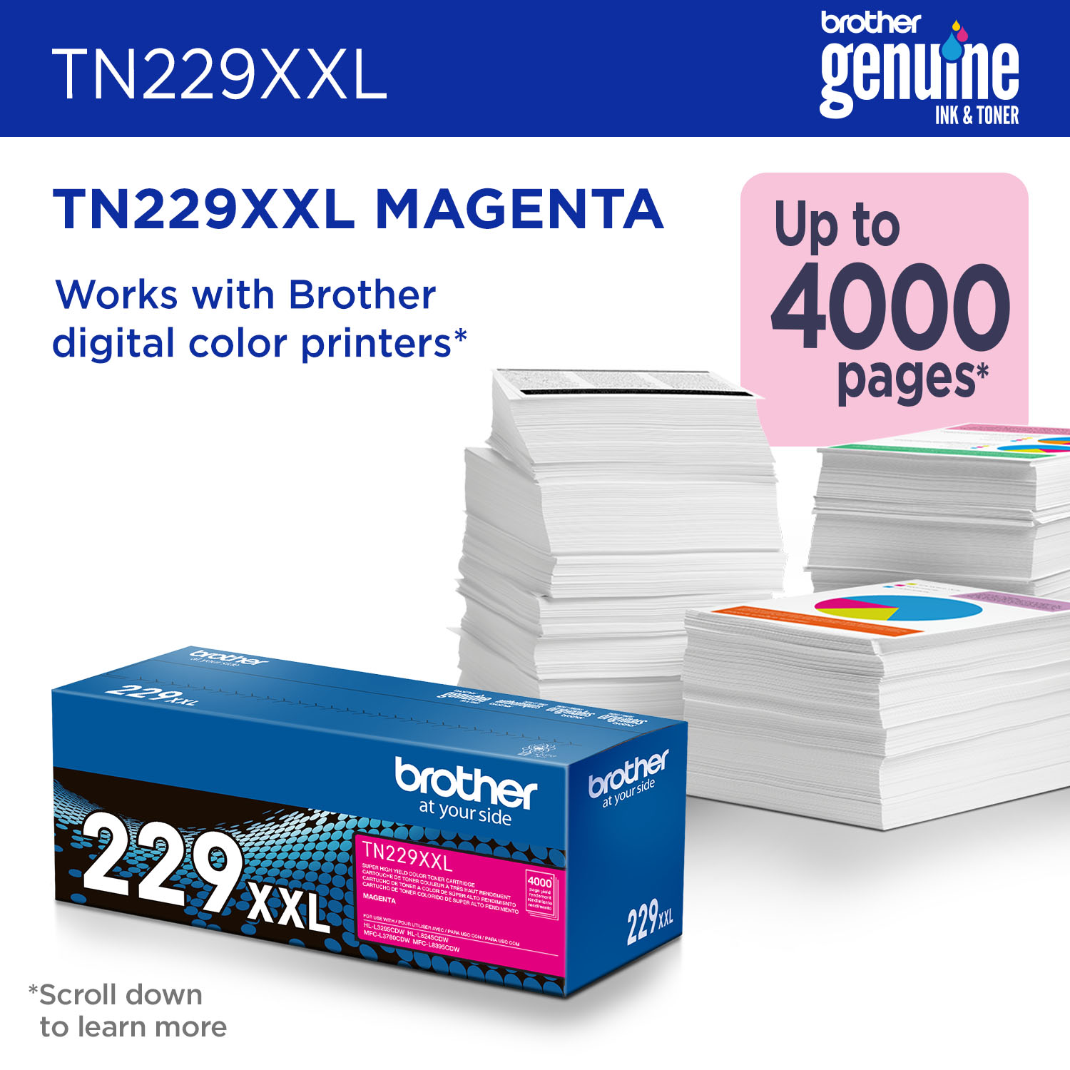 Brother TN229XXL Magenta Super-High Yield Toner Cartridge, (TN229XXLM) - Image 3