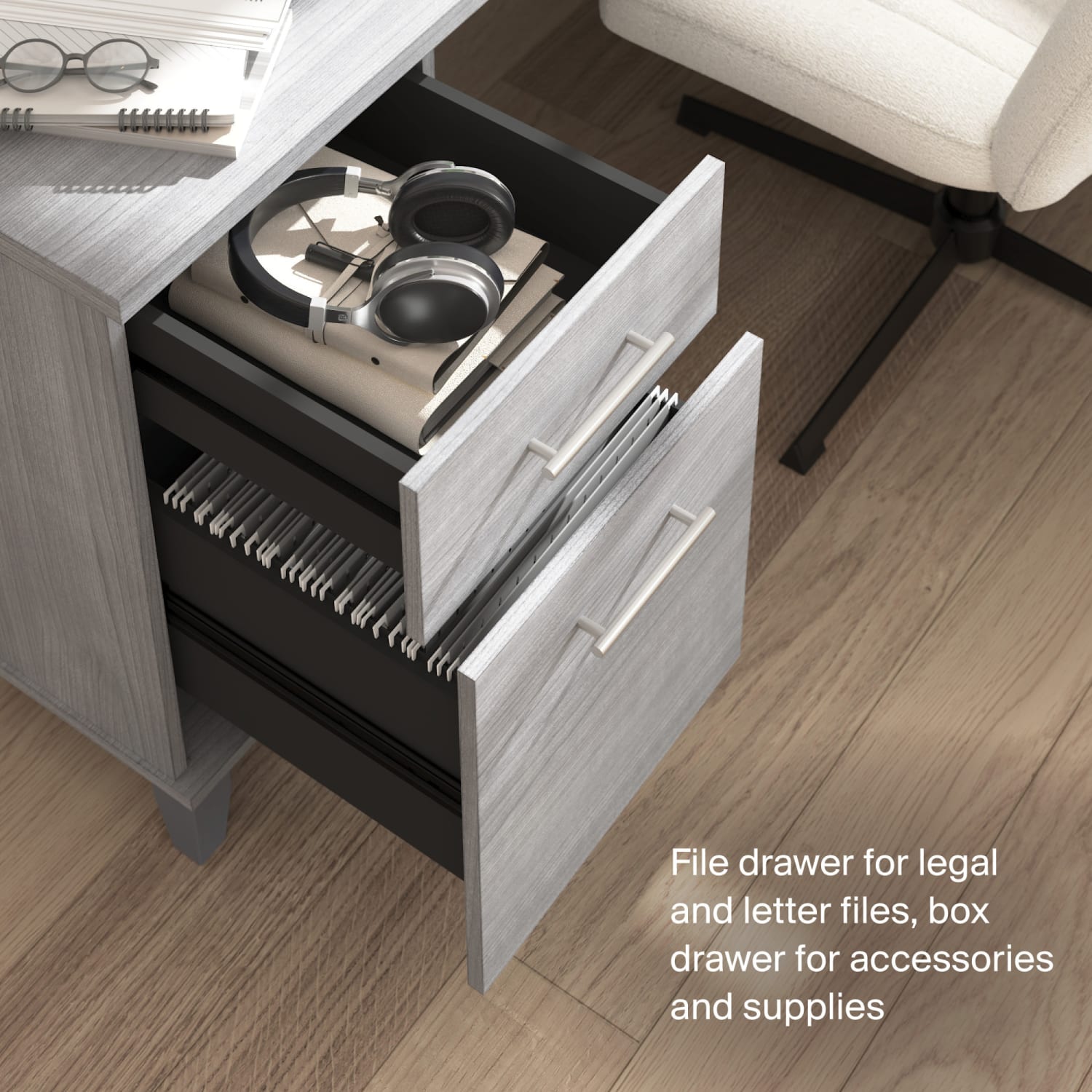 Bush Furniture Somerset Office Desk With Hutch, 72inW, Platinum Gray, Standard Delivery - Image 6