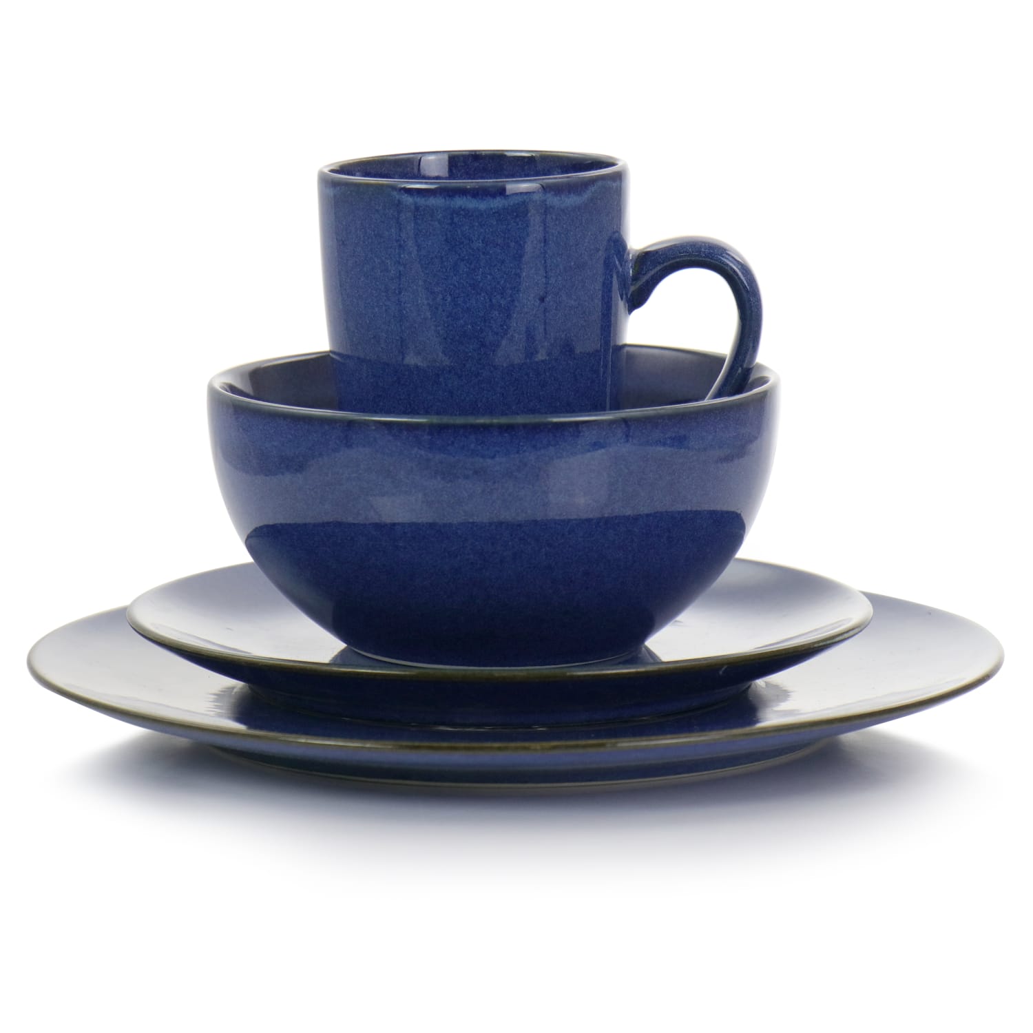 Gibson Elite Lisbon 16-Piece Stoneware Dinnerware Set, Cobalt - Image 5