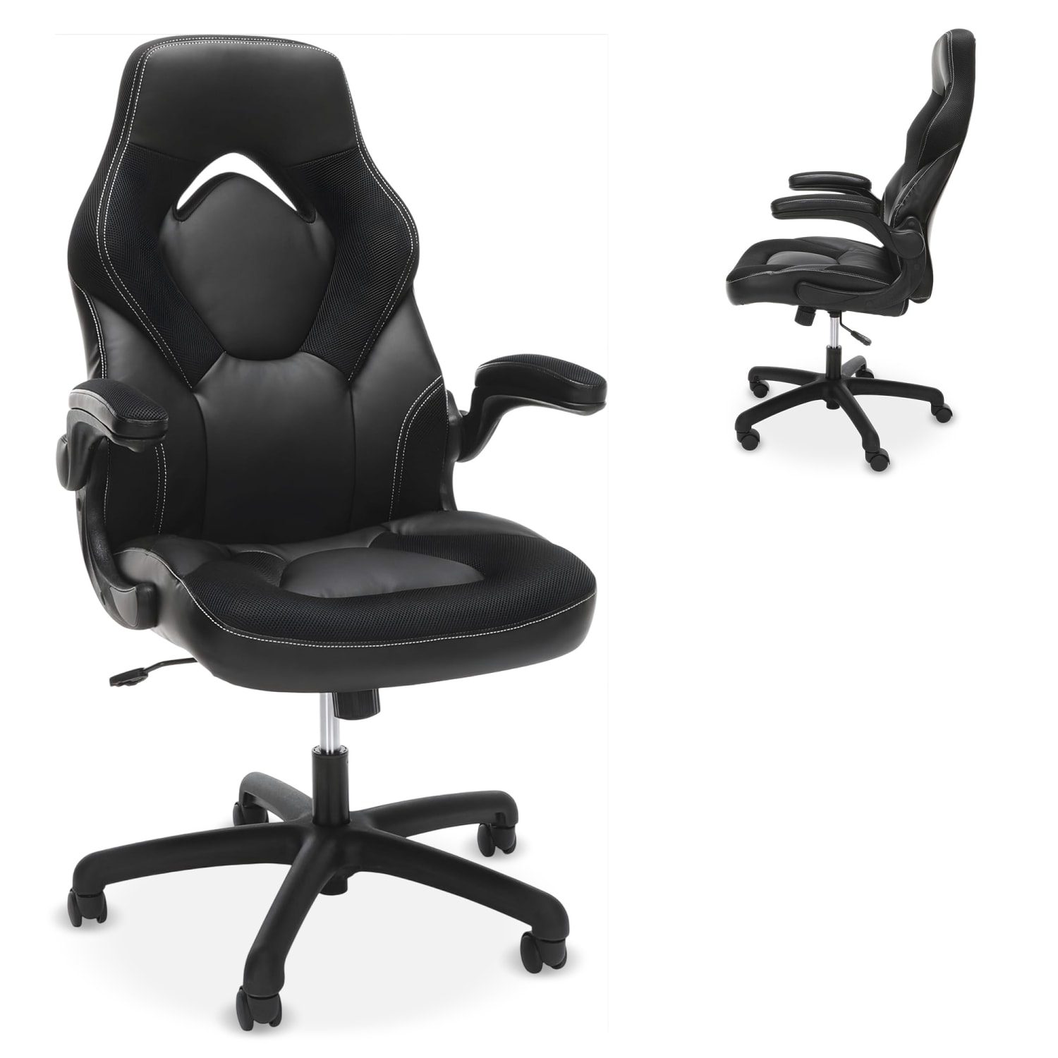 Respawn Racing Style Ergonomic Bonded Leather Computer Gaming Chair, Black