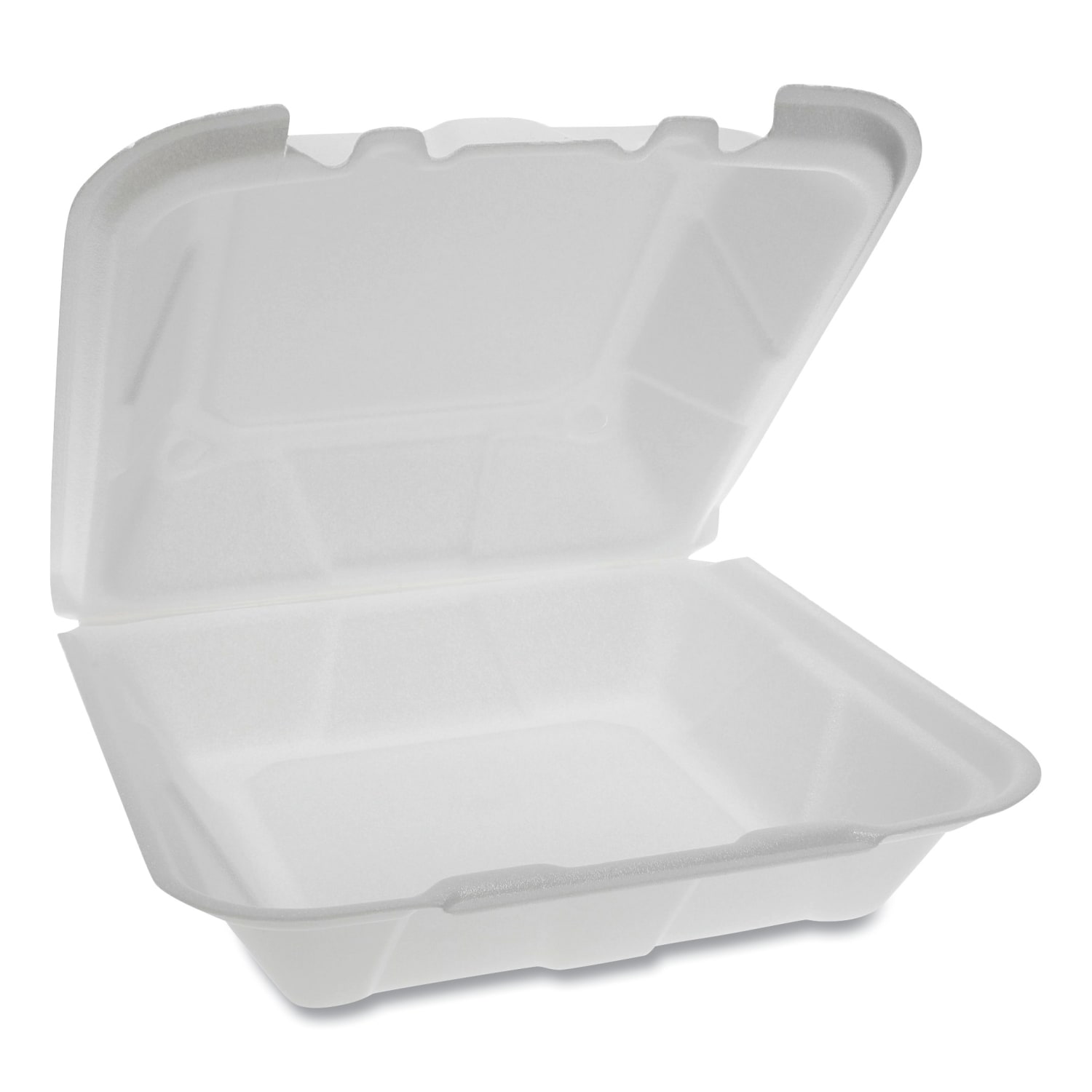 Pactiv Evergreen Foam Hinged Lid Containers, 9-3/16in x 9in x 3-1/4in, White, Carton Of 150 Containers - Image 3