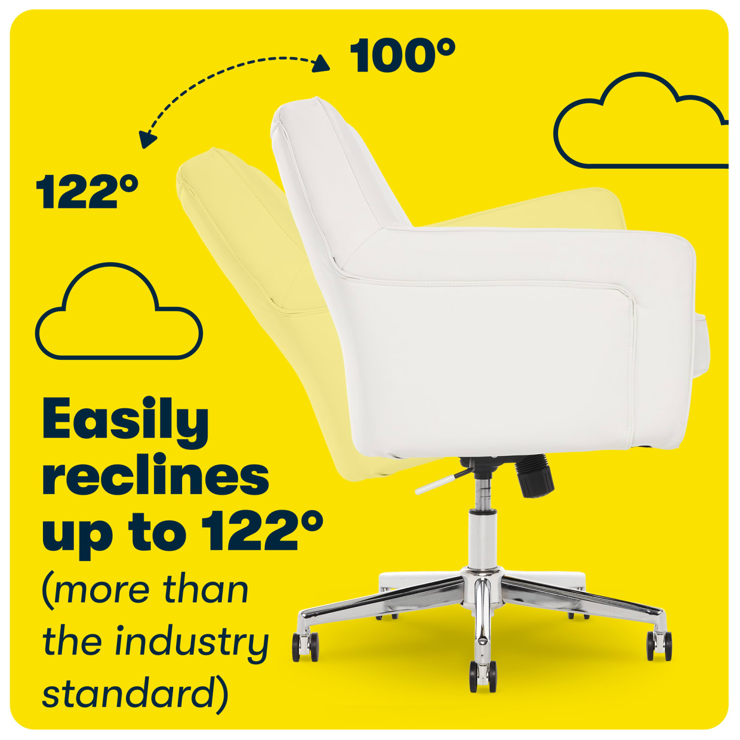 Serta Ashland Home Bonded Leather Mid-Back Office Chair, White/Chrome - Image 7