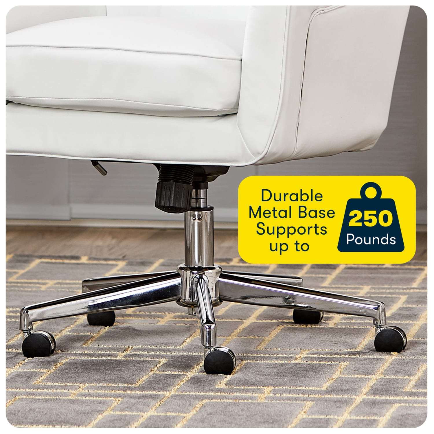 Serta Ashland Home Bonded Leather Mid-Back Office Chair, White/Chrome - Image 9