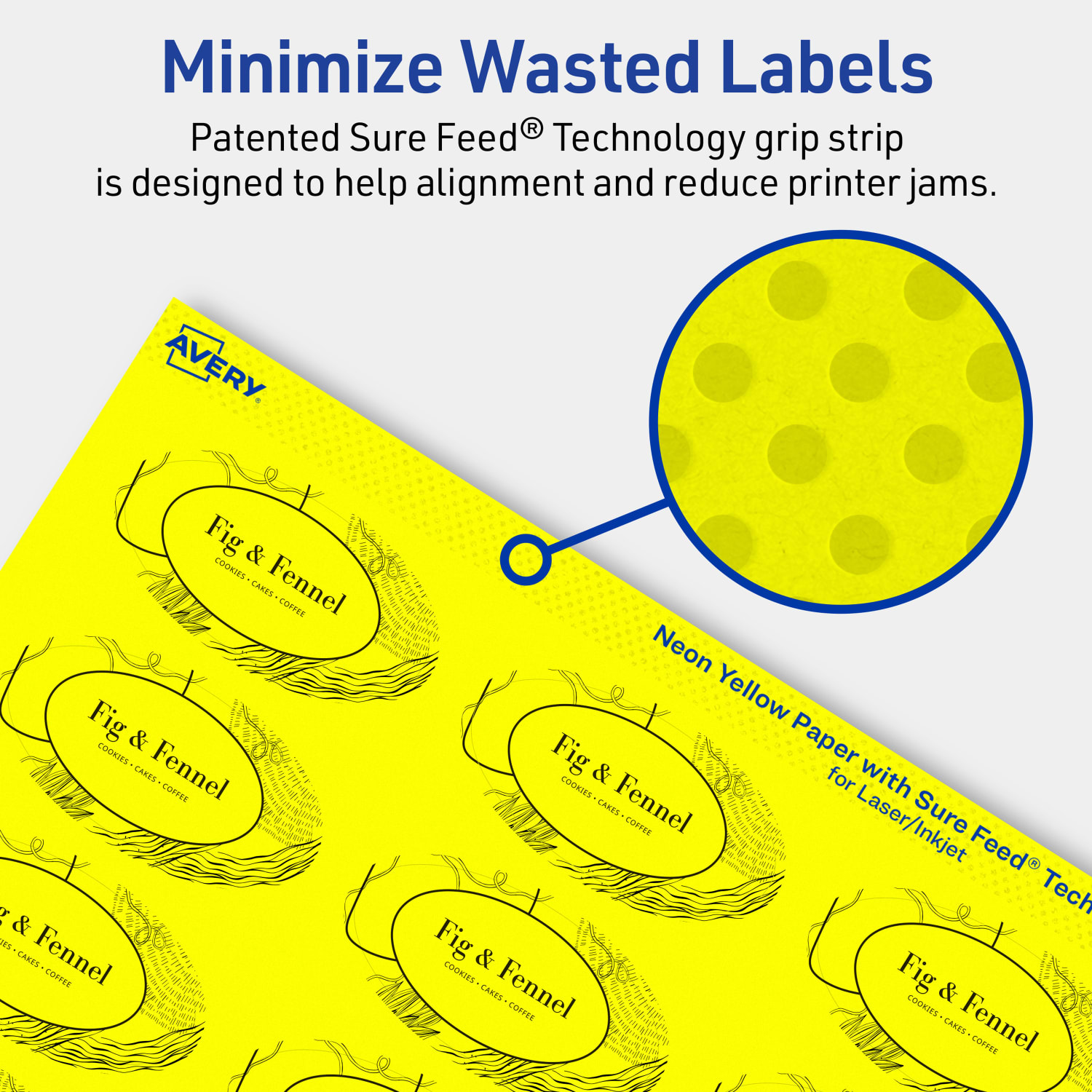 Avery Print-To-The-Edge Labels With Sure Feed Technology And Easy Peel, 94054-NYP80, Oval, 1-1/8in x 2-1/4in, Matte Neon Yellow, Pack of 1680 - Image 5