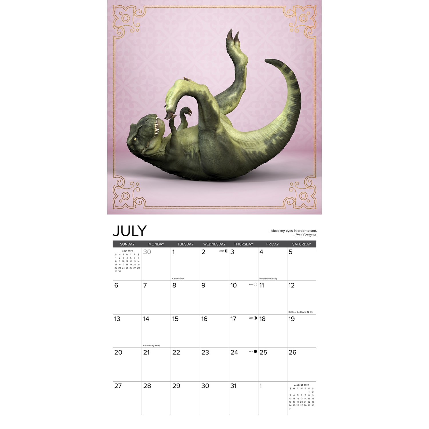 2025 Willow Creek Press Monthly Wall Calendar, 12in x 12in, T-Rex Yoga, January 2025 to December 2025, 45053 - Image 3