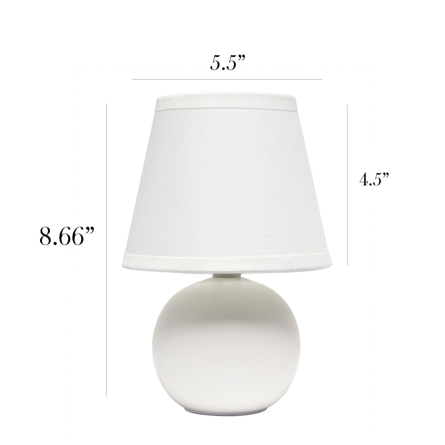Simple Designs Mini Globe Table Lamp, 8 7/8inH, Off-White Shade/Off-White Base - Image 4