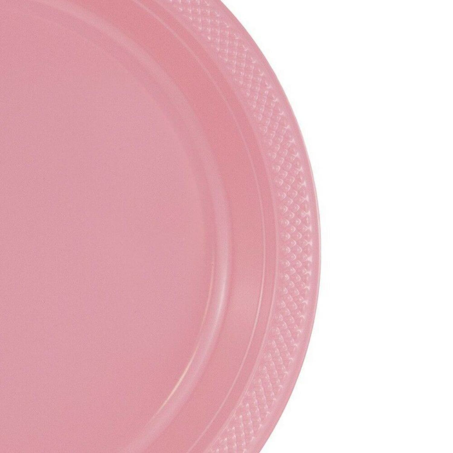 JAM PAPER Round Plastic Party Plates, Large, 10 1/4 inch, Light Pink, 20/Pack - Image 3
