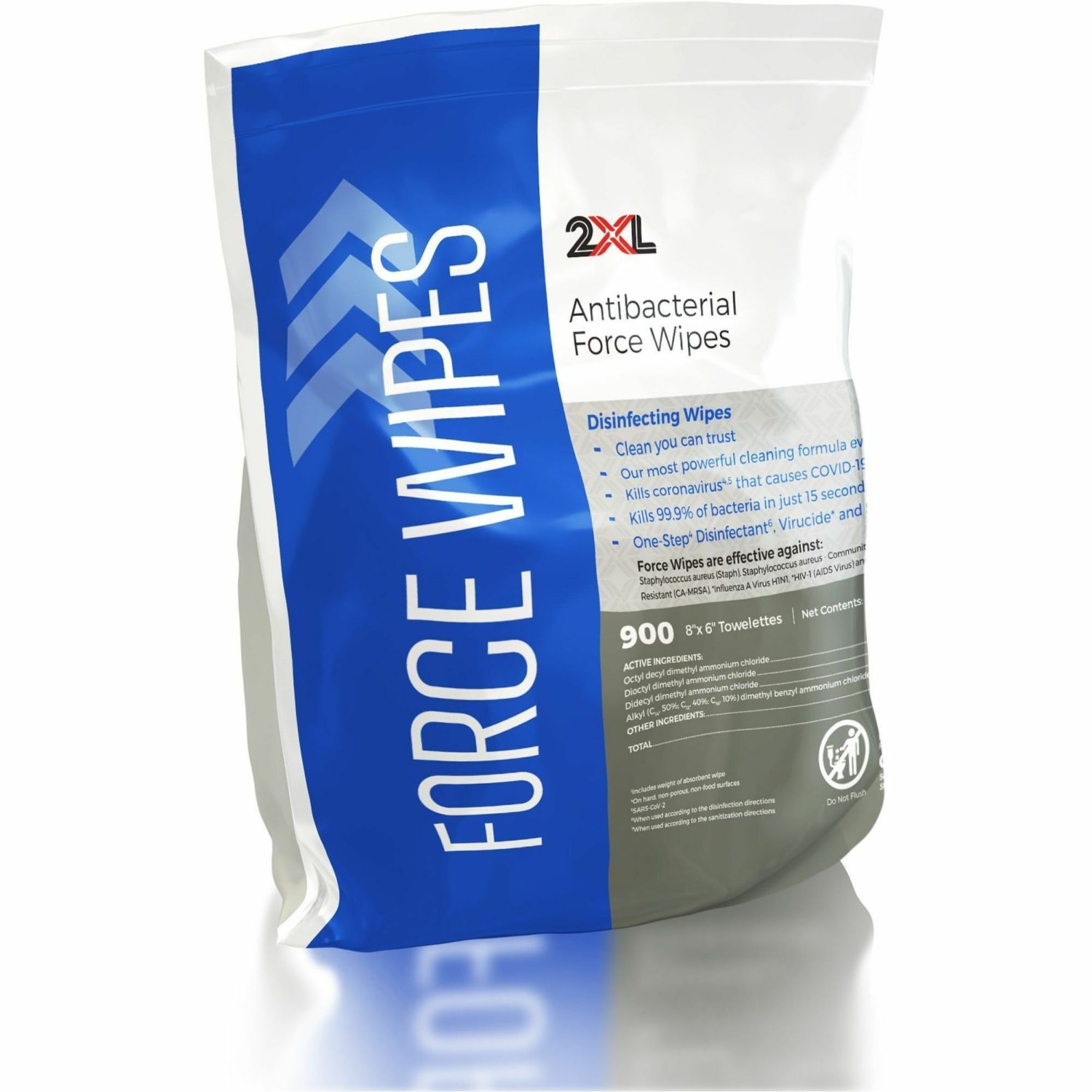 2XL Force Antibacterial Wipes Refill, 6in x 8in, 900 Count, Total Qty 1 - Image 4