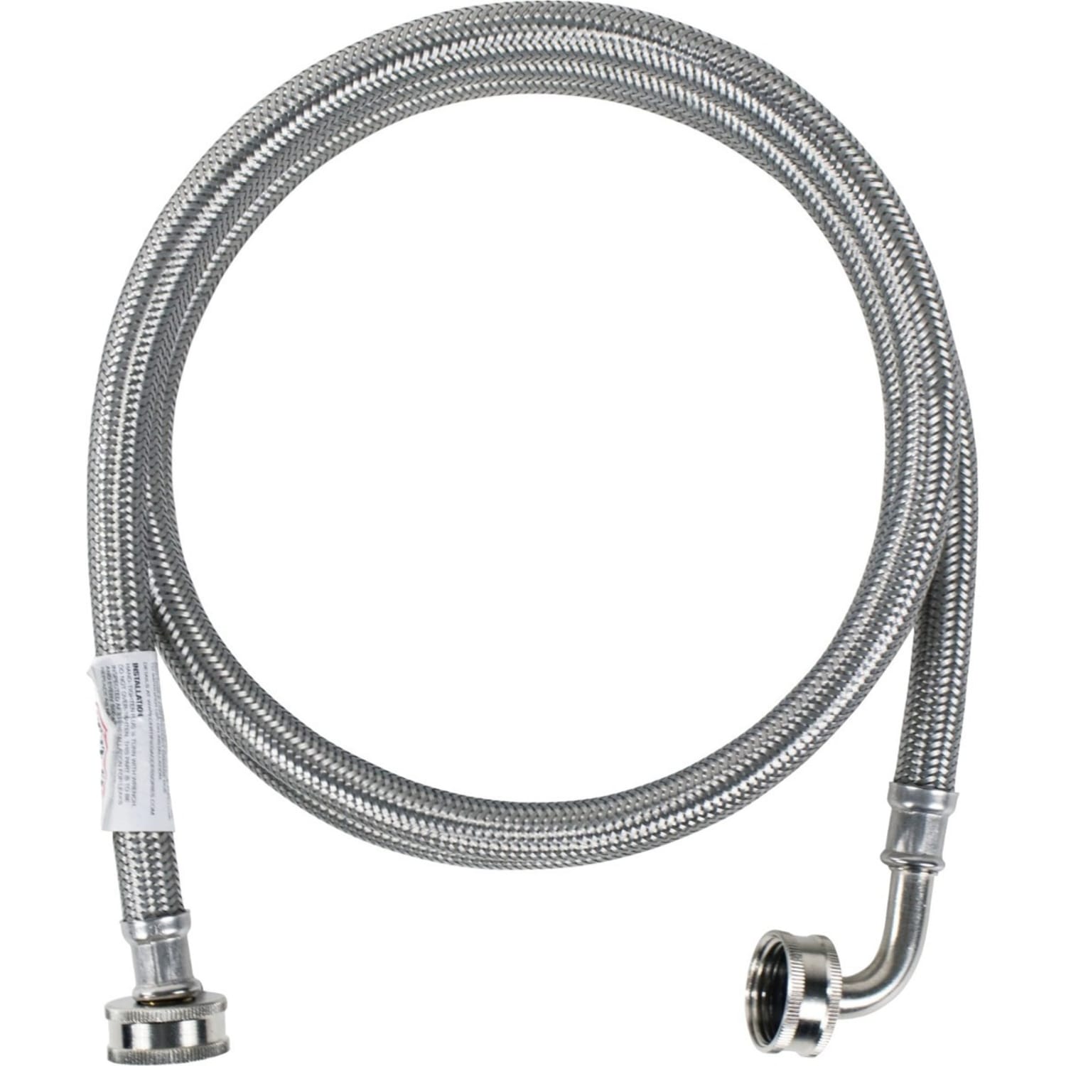 Certified Appliance Accessories Braided Stainless Steel Washing Machine Hose with Elbow - 60in - Silver, Stainless Steel - WM60SSL