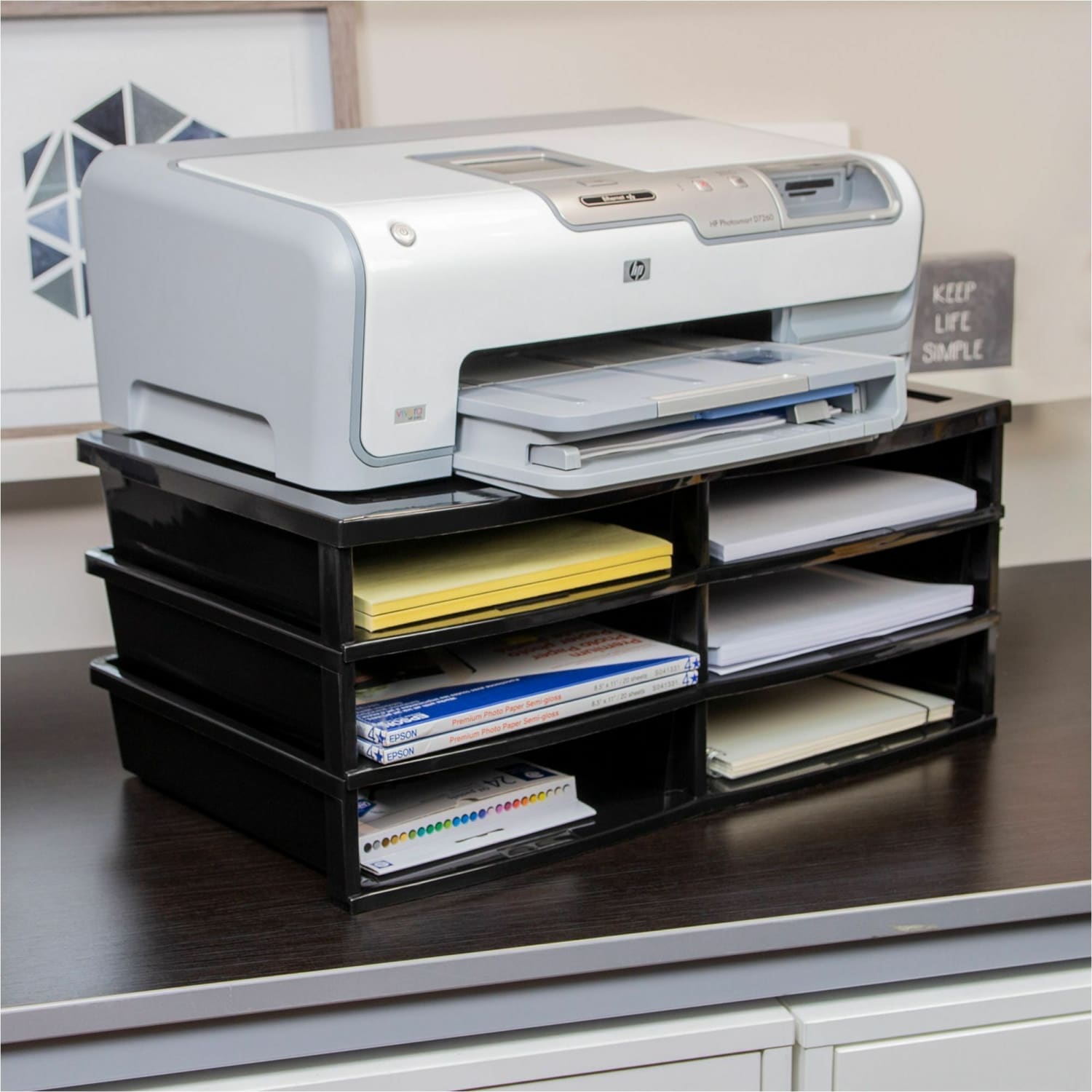 Storex Quick Stack 6-sorter Organizer - 500 x Sheet - 6 Compartment(s) - Compartment Size : 8.75in x 11.50in x 2in - 8.70in Height x 13.60in Width20.50in Length - Black - Plastic - 1 Each - Image 4