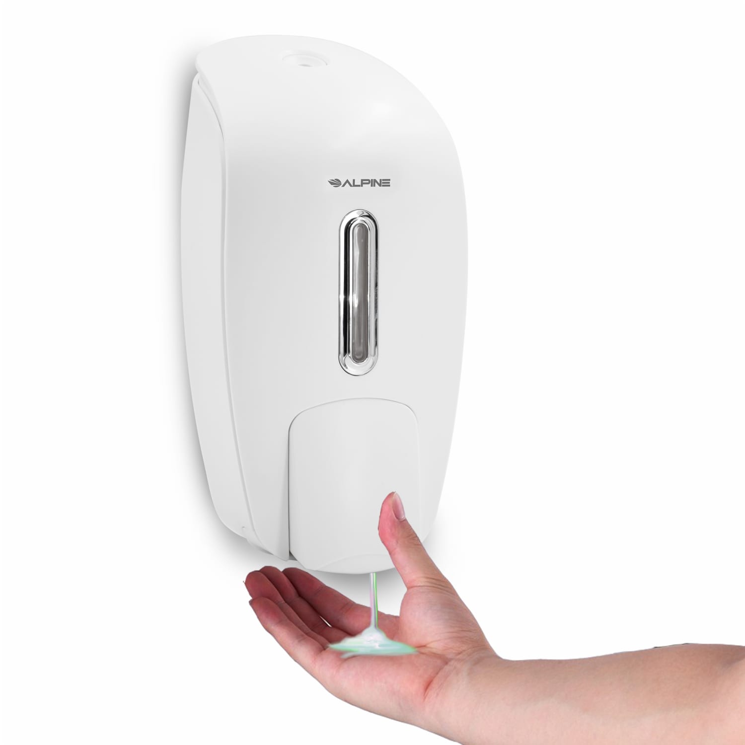 Alpine Wall-Mounted Hand Soap Dispensers, 9-5/8inH x 4-5/8inW x 4-1/8inD, White, Pack Of 2 Dispensers - Image 3