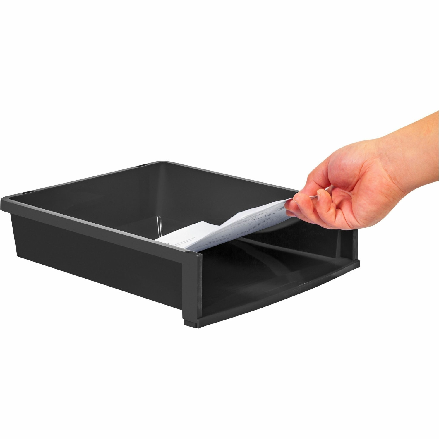 Storex Quick Stack Construction Paper Sorter - 500 x Sheet - 3 Compartment(s) - 8.4in Height x 11.3in Width13in Length - Black - Plastic - 1 Each - Image 3
