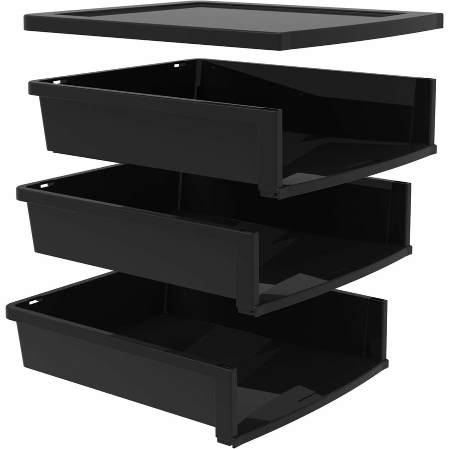 Storex Quick Stack Construction Paper Sorter - 500 x Sheet - 3 Compartment(s) - 8.4in Height x 11.3in Width13in Length - Black - Plastic - 1 Each - Image 6
