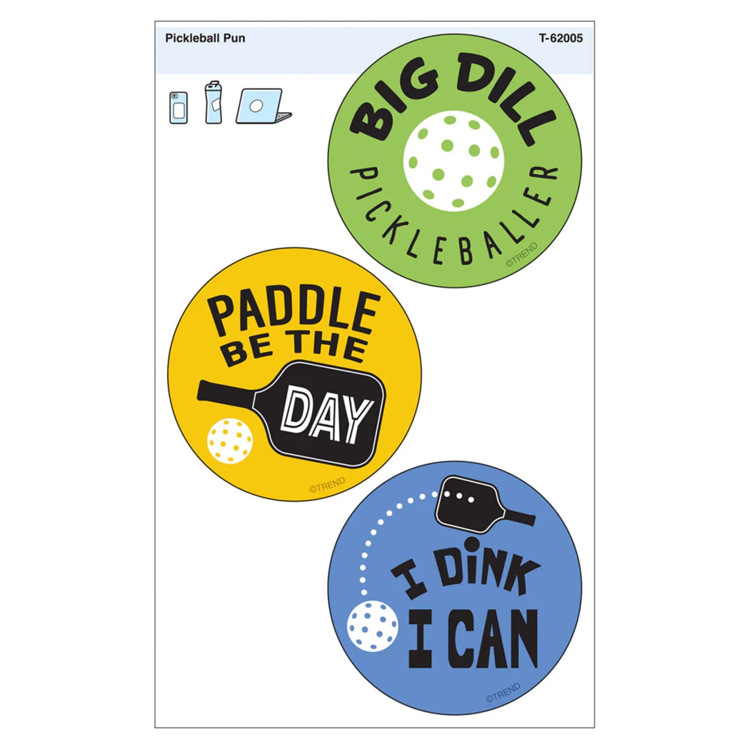 TREND Vinyl Stickers, Pickleball Pun, 3 Per Pack, Set Of 6 Packs - Image 3