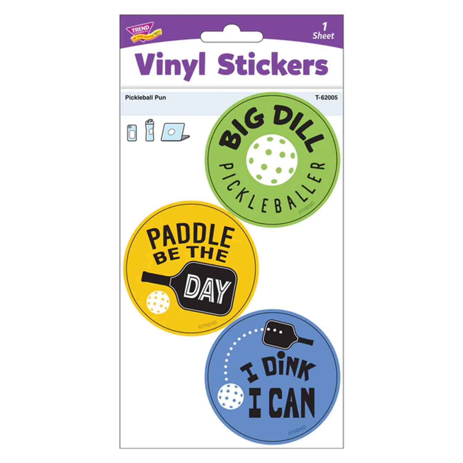 TREND Vinyl Stickers, Pickleball Pun, 3 Per Pack, Set Of 6 Packs - Image 4