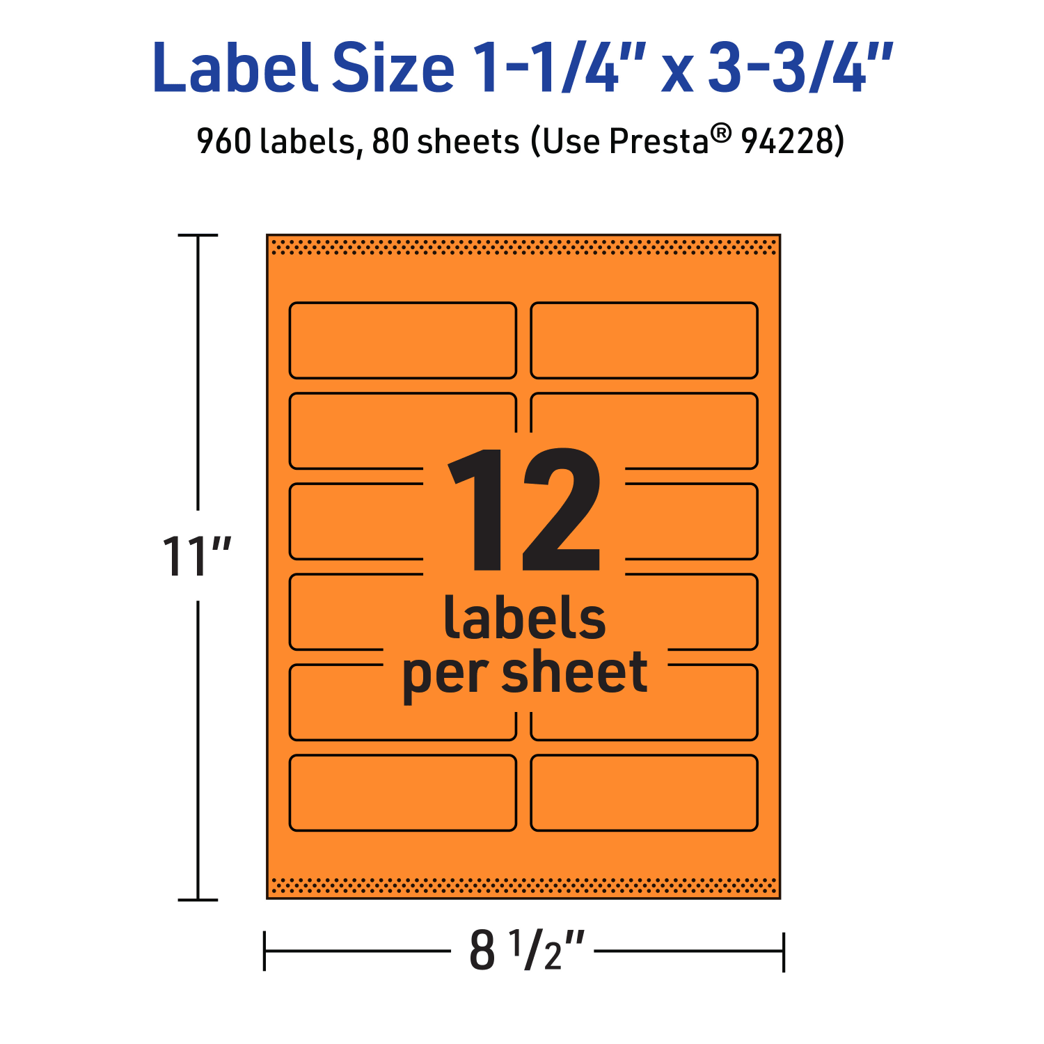 Avery Print-To-The-Edge Labels With Sure Feed Technology And Easy Peel, 94228-BOP80, Rectangle, 1-1/4in x 3-3/4in, Matte Bright Orange, Pack of 960 - Image 6