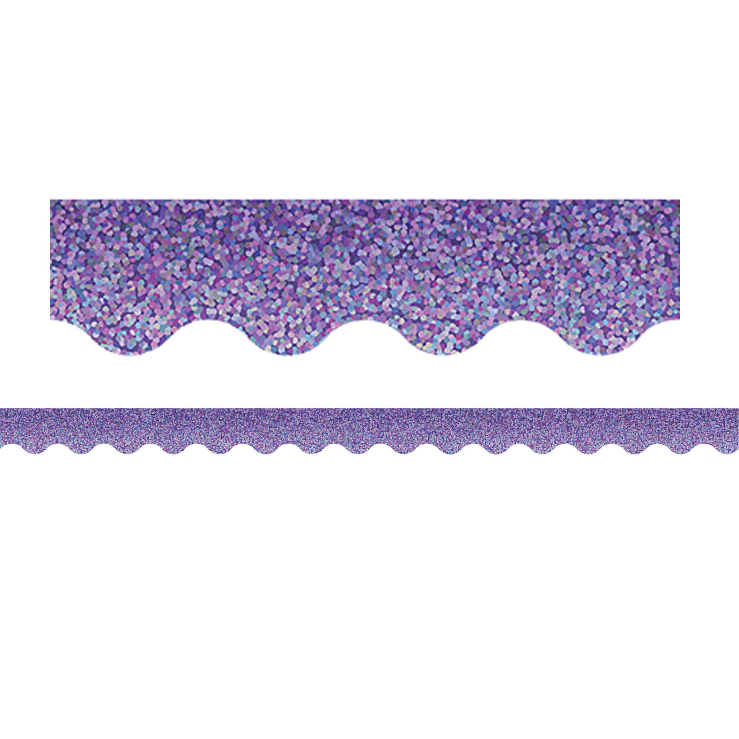 Teacher Created Resources Scalloped Border Trim Packs, 35', Purple Sparkle, Set Of 6 Packs - Image 3
