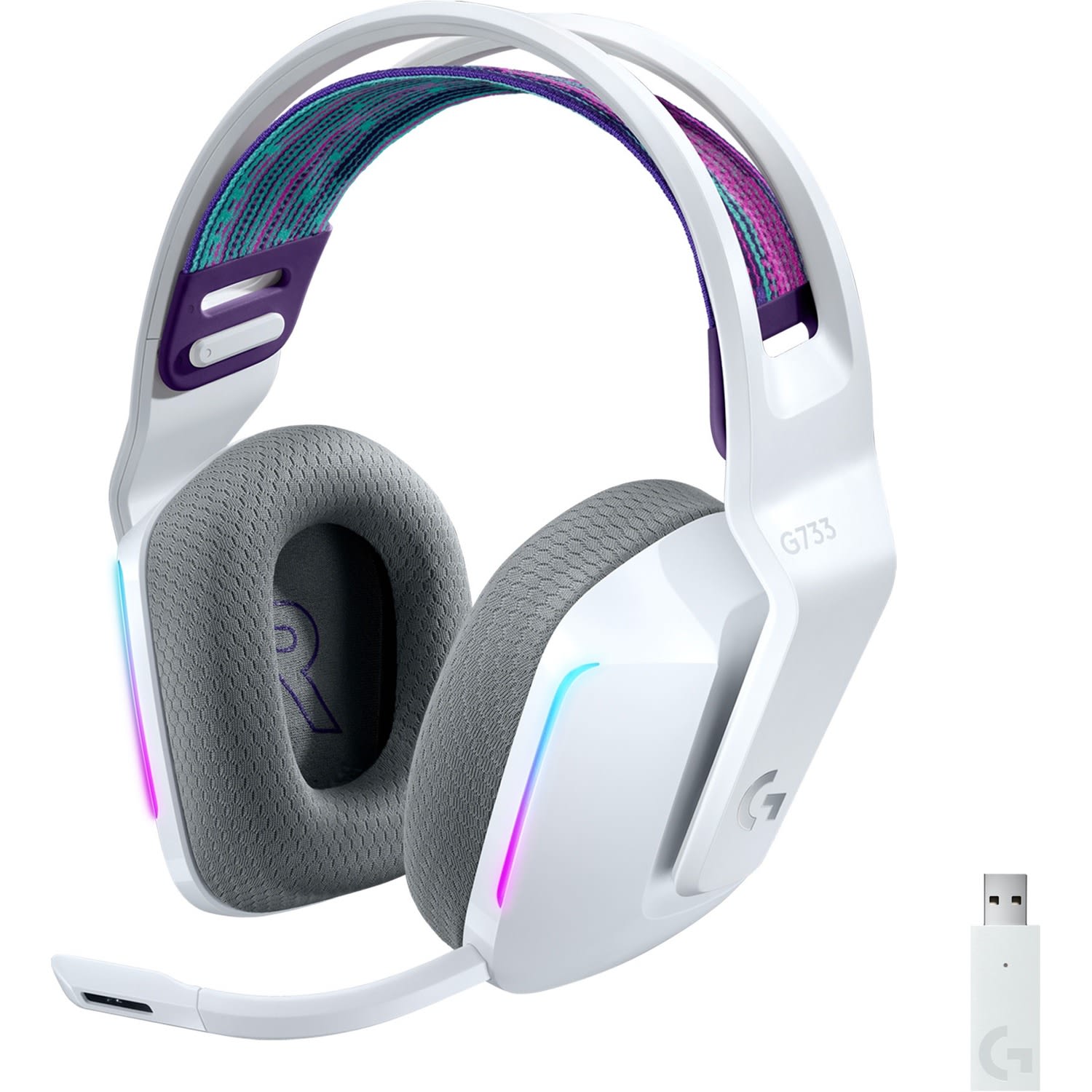 Logitech G733 Lightspeed Wireless RGB Gaming Headset - Stereo - Wireless - 65.6 ft - 5 Kilo Ohm - 20 Hz to 20 kHz - 981000882