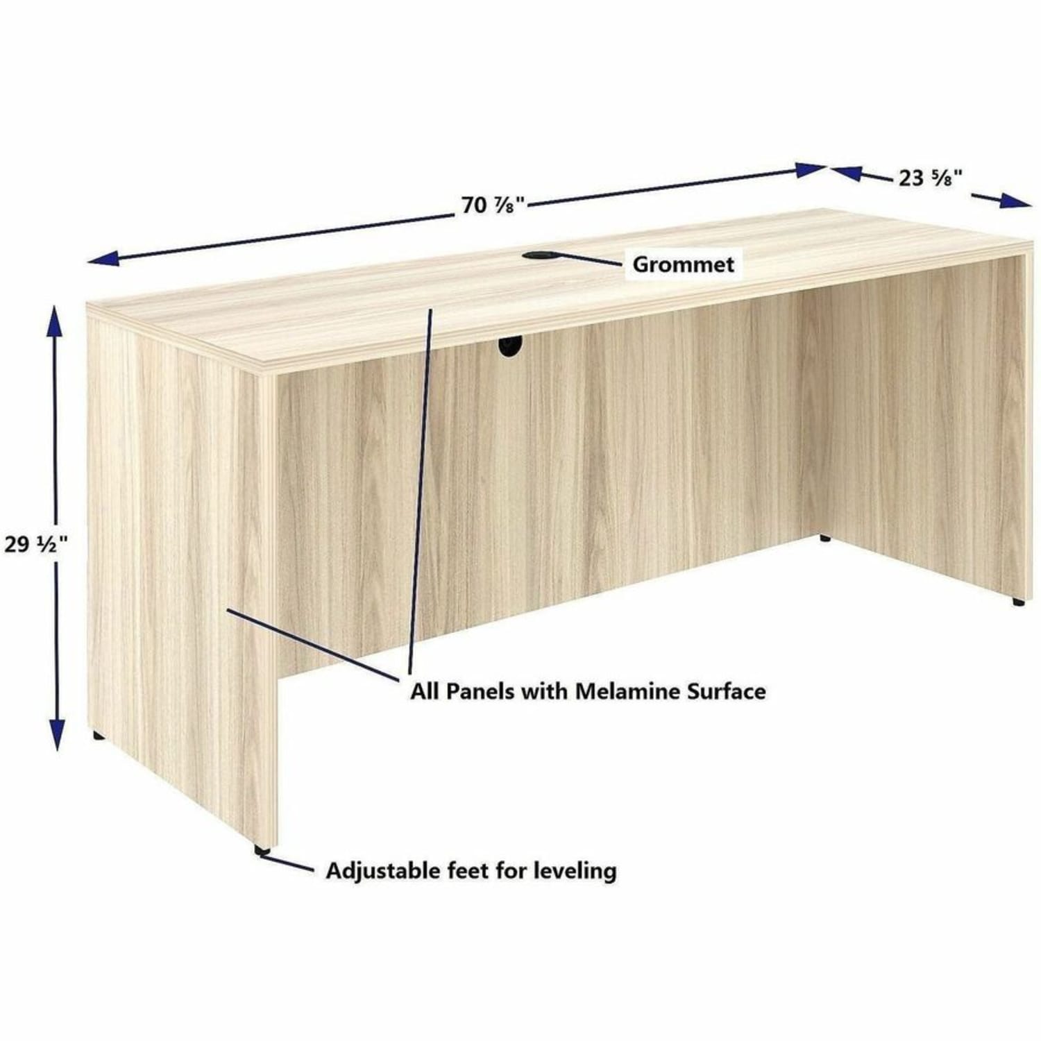 Lorell Essentials Credenza Shell, 29.5inH x 70.9inW x 23.6inD, 1in Thick Top, Modern Elm - Image 6