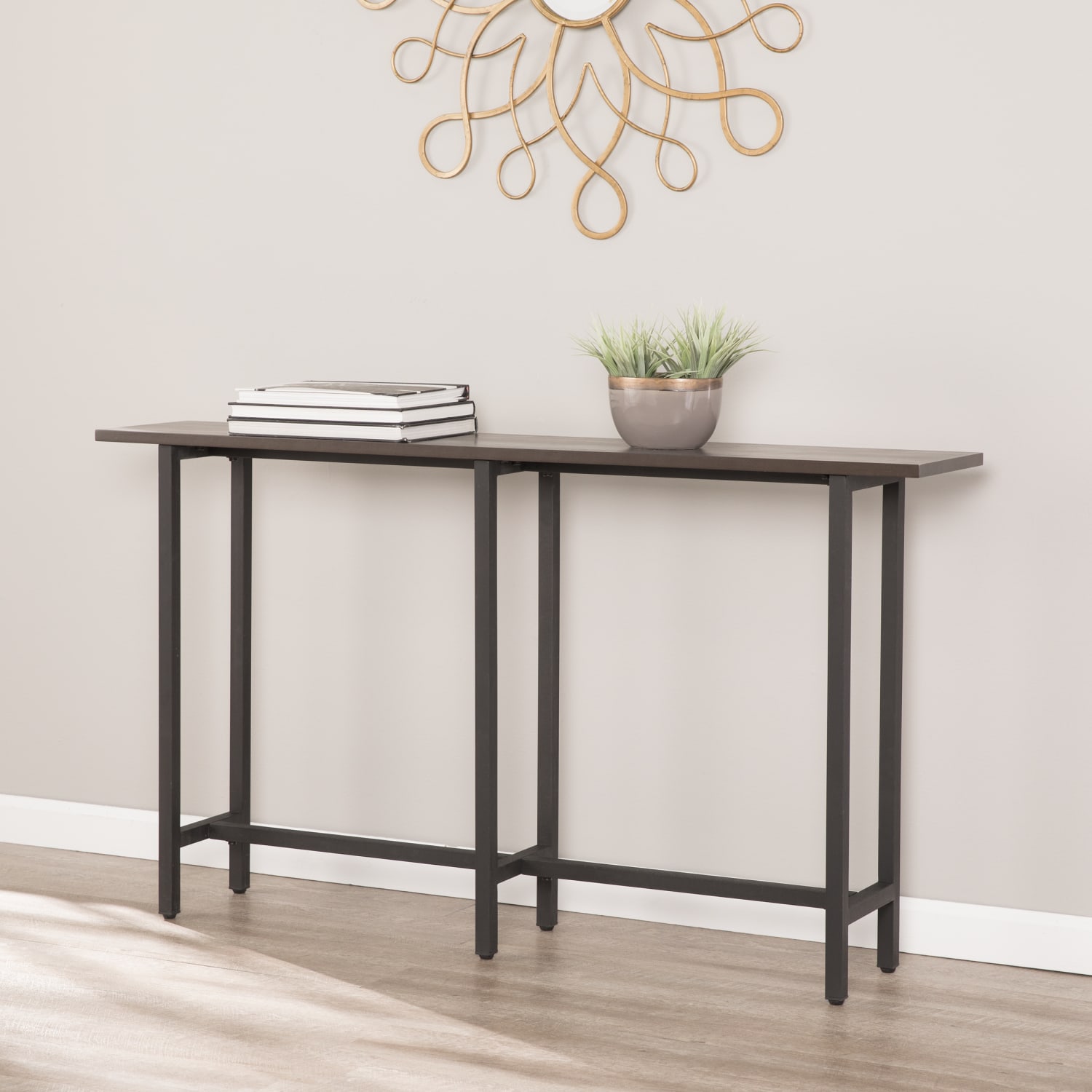 SEI Furniture Hendry Console Table, 30inH x 54inW x 10inD, Espresso/Matte Black - Image 5