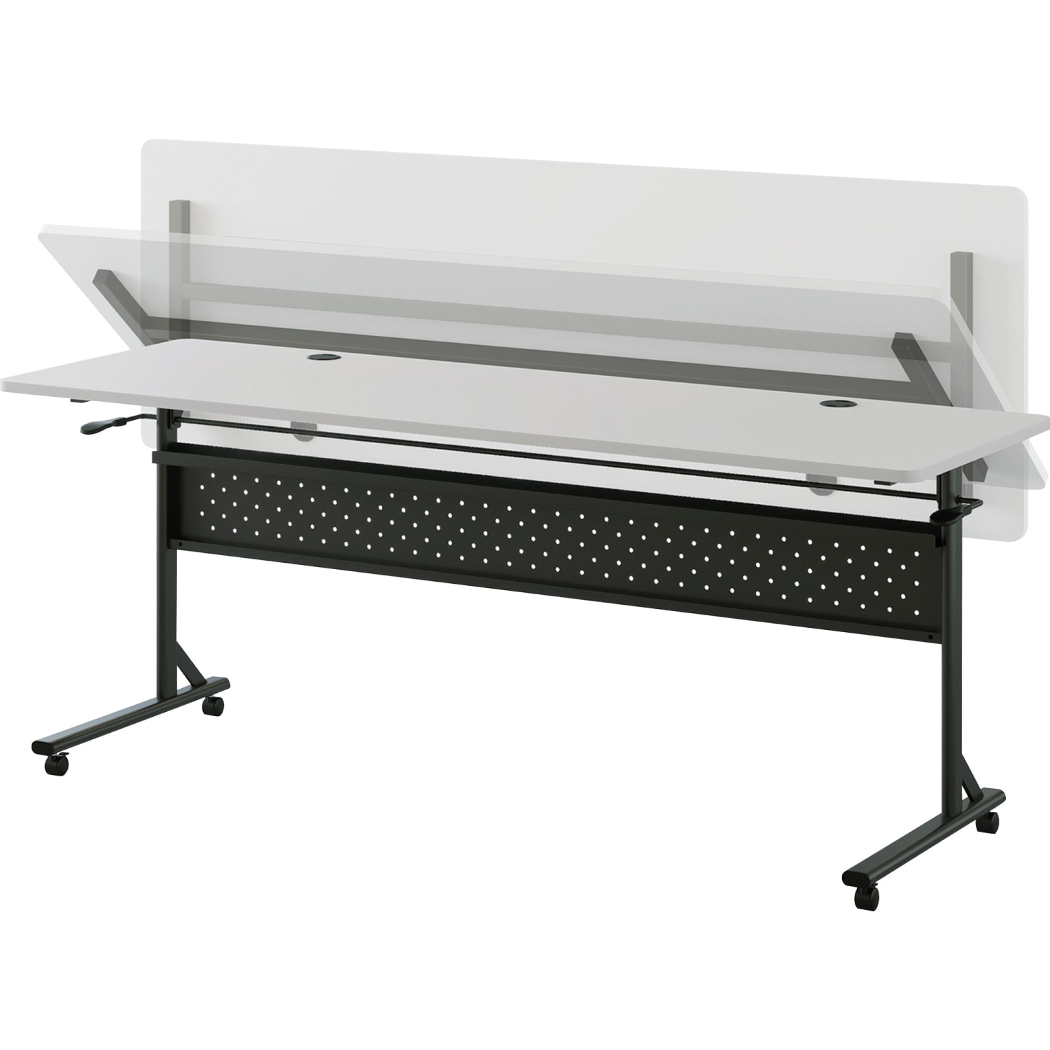 Lorell Shift 2.0 Flip & Nesting Mobile Table, 29-1/2inH x 72inW x 24inD, Gray/Black - Image 4