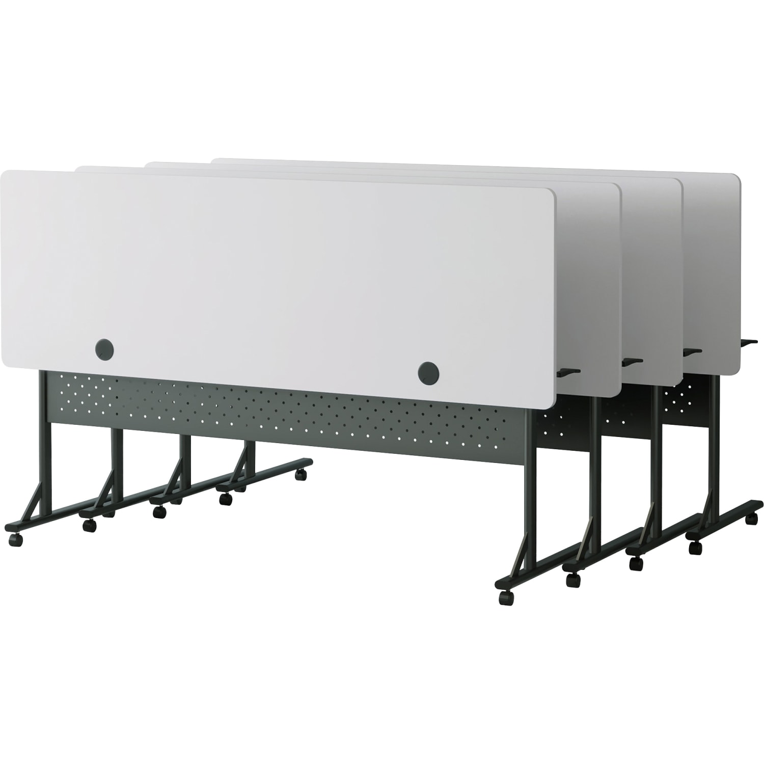Lorell Shift 2.0 Flip & Nesting Mobile Table, 29-1/2inH x 72inW x 24inD, Gray/Black - Image 6