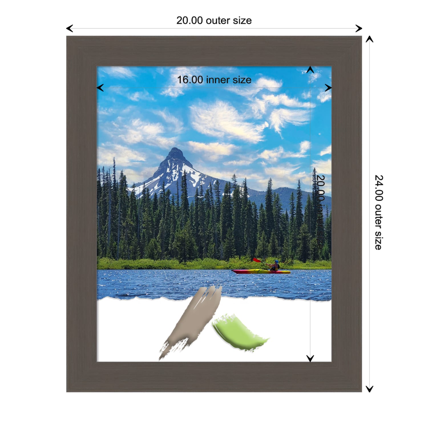 Amanti Art Picture Frame, 20in x 24in, Opening Size 16in x 20in, Brushed Pewter - Image 5