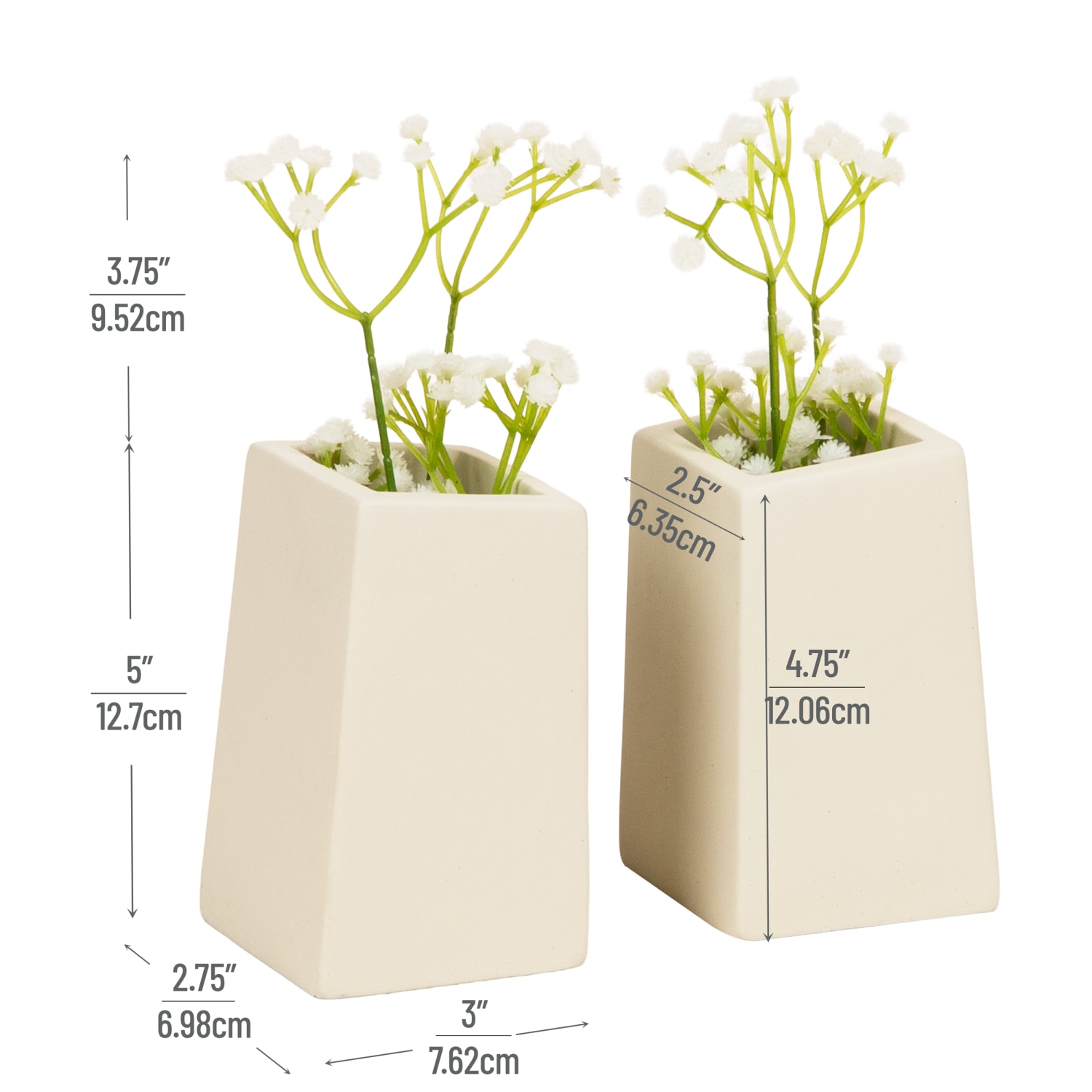 Mind Reader Cement Planter Bookends, 5in x 2-3/4in x 3in, White, Total Qty 2 - Image 4